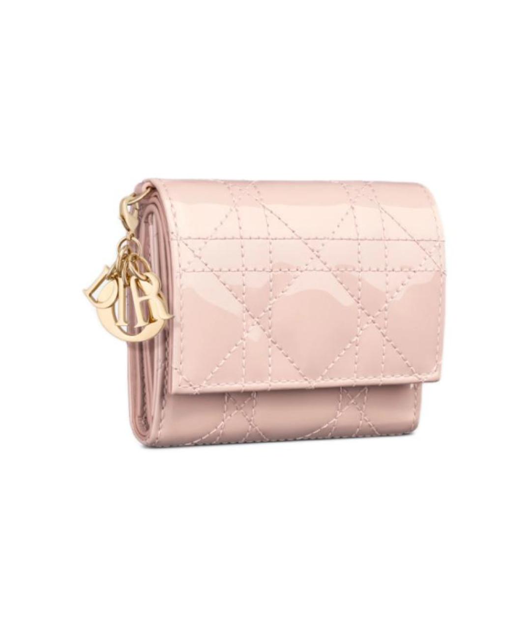 CHRISTIAN DIOR Розовый кожаный кошелек, фото 2