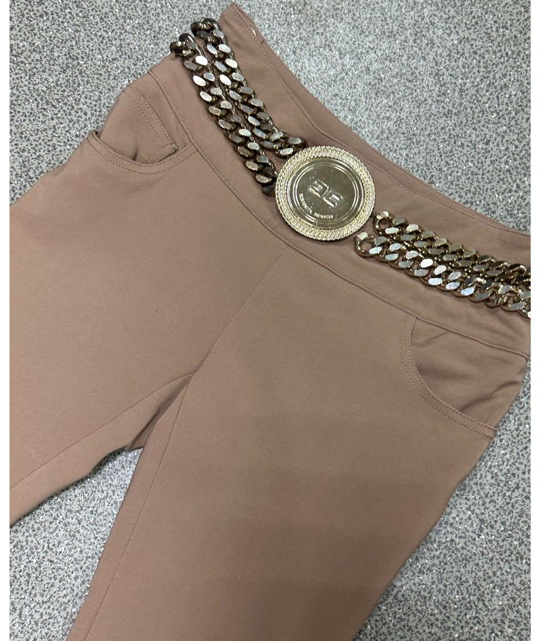 ELISABETTA FRANCHI Бежевые вискозные брюки узкие, фото 2