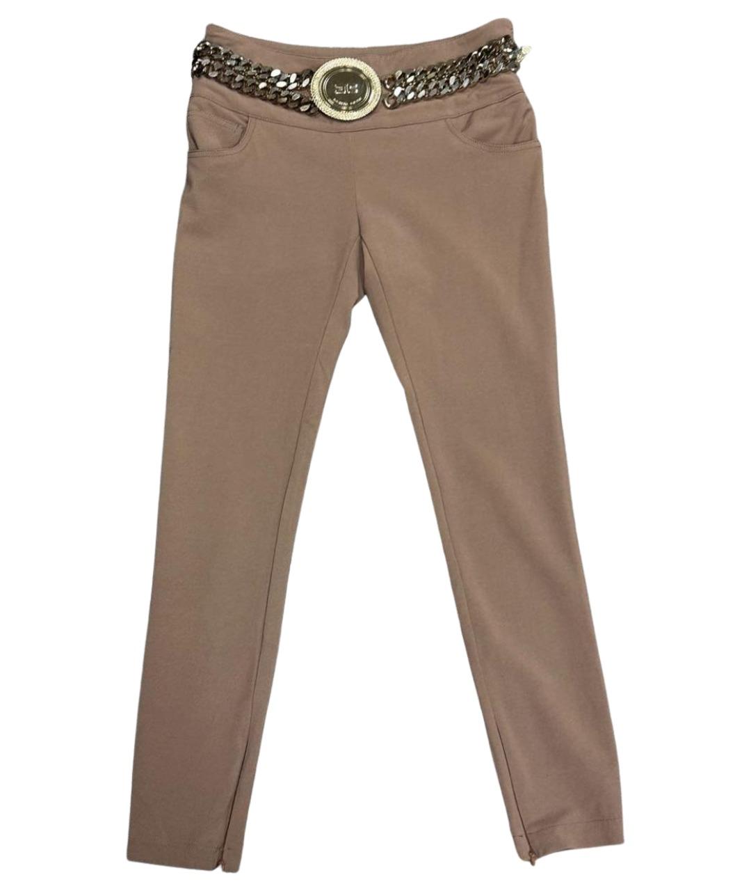 ELISABETTA FRANCHI Бежевые вискозные брюки узкие, фото 1