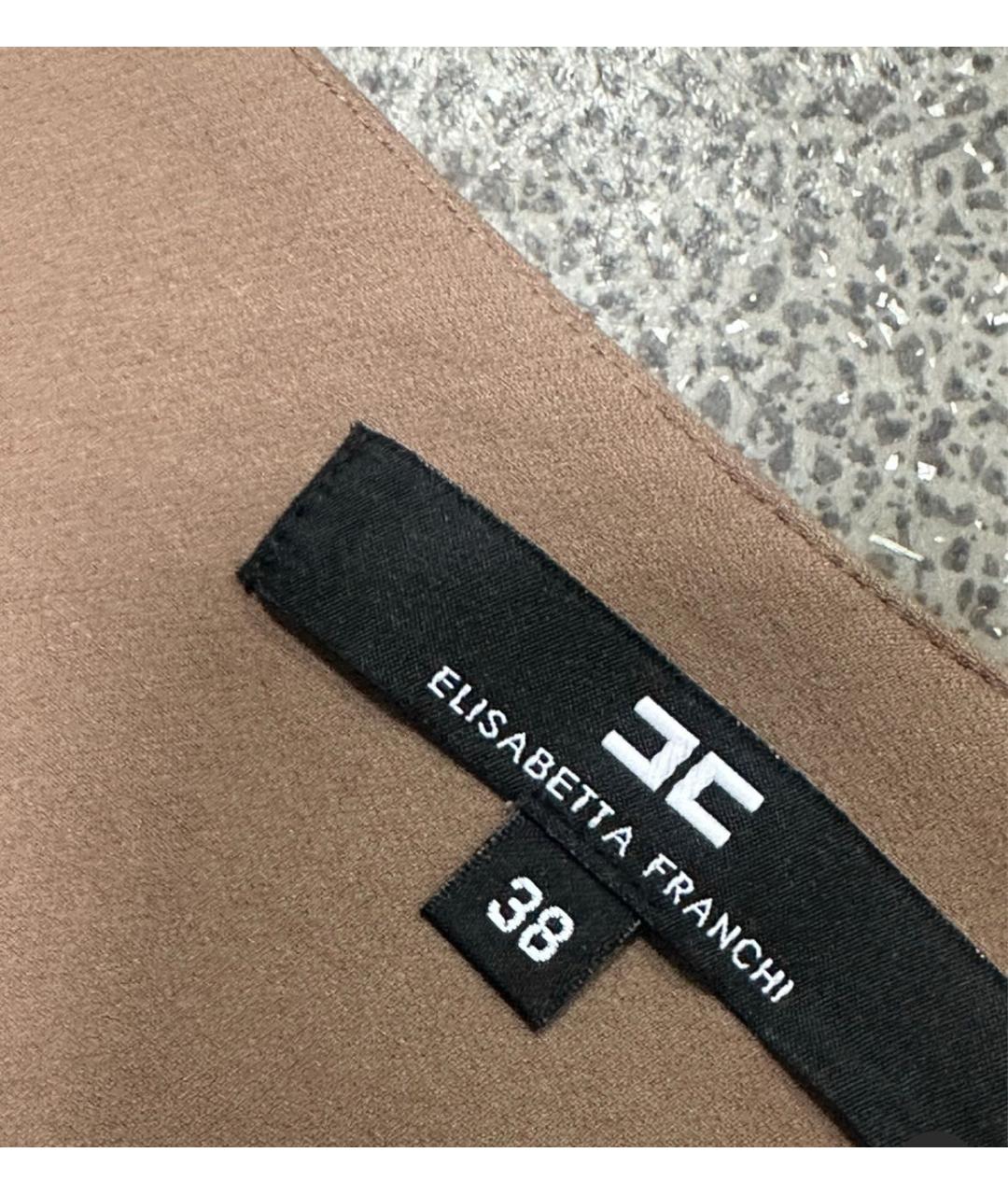ELISABETTA FRANCHI Бежевые вискозные брюки узкие, фото 3
