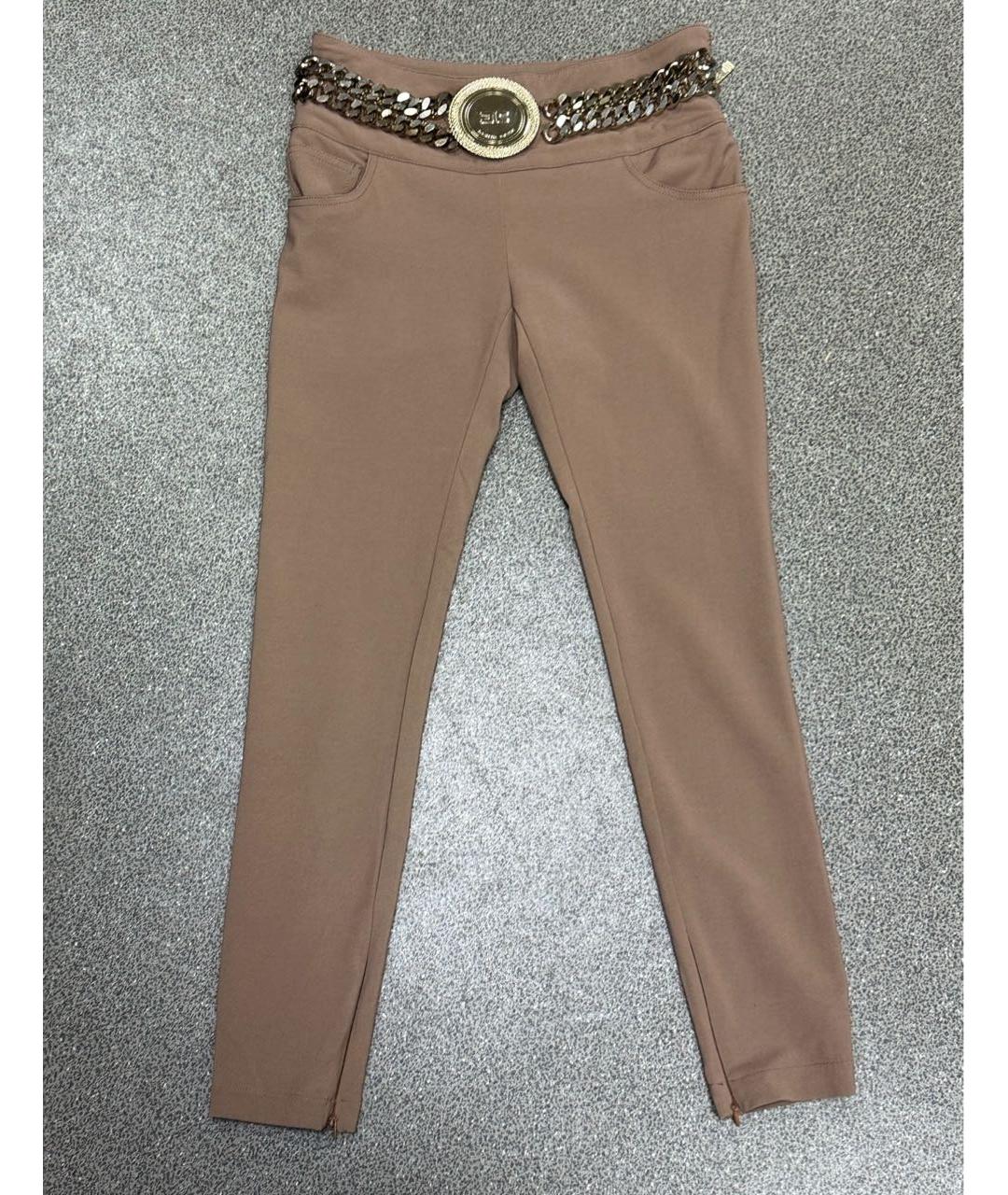 ELISABETTA FRANCHI Бежевые вискозные брюки узкие, фото 6