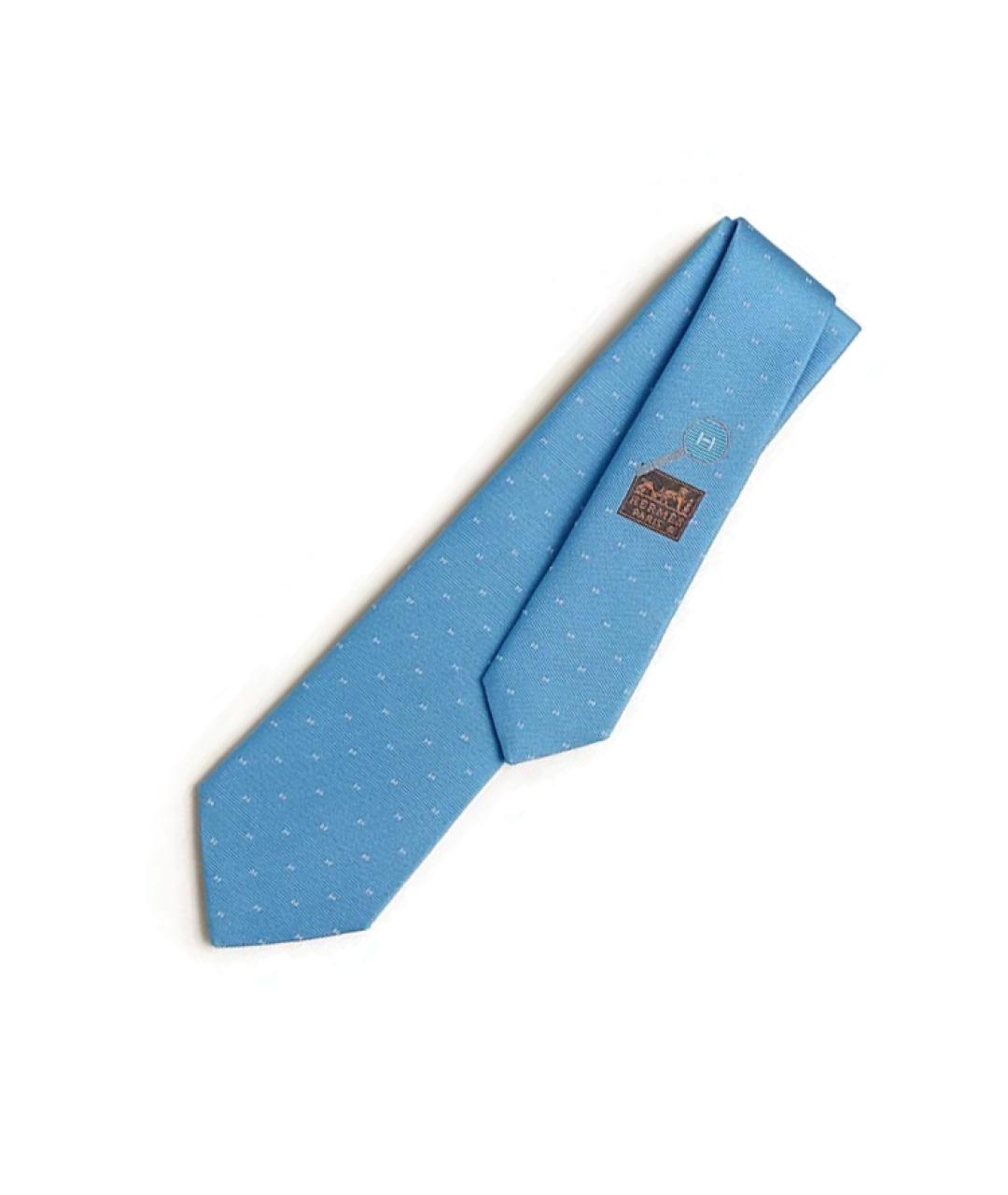 HERMES Голубой шелковый галстук, фото 2