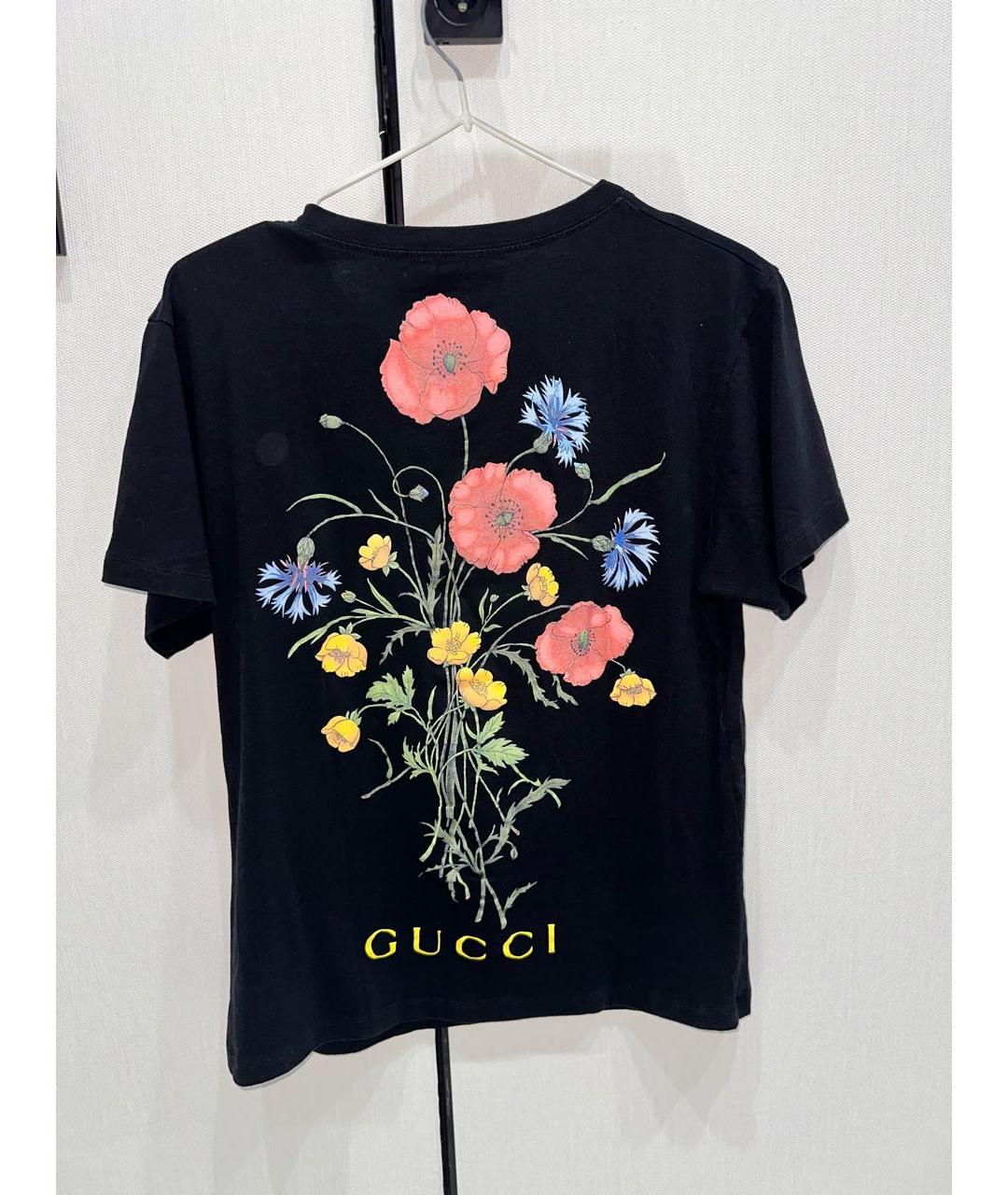 GUCCI Черная хлопко-эластановая футболка, фото 2