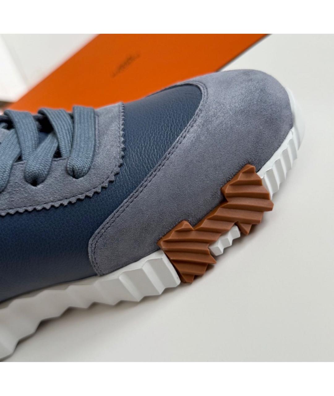 HERMES Синие кожаные кроссовки, фото 6