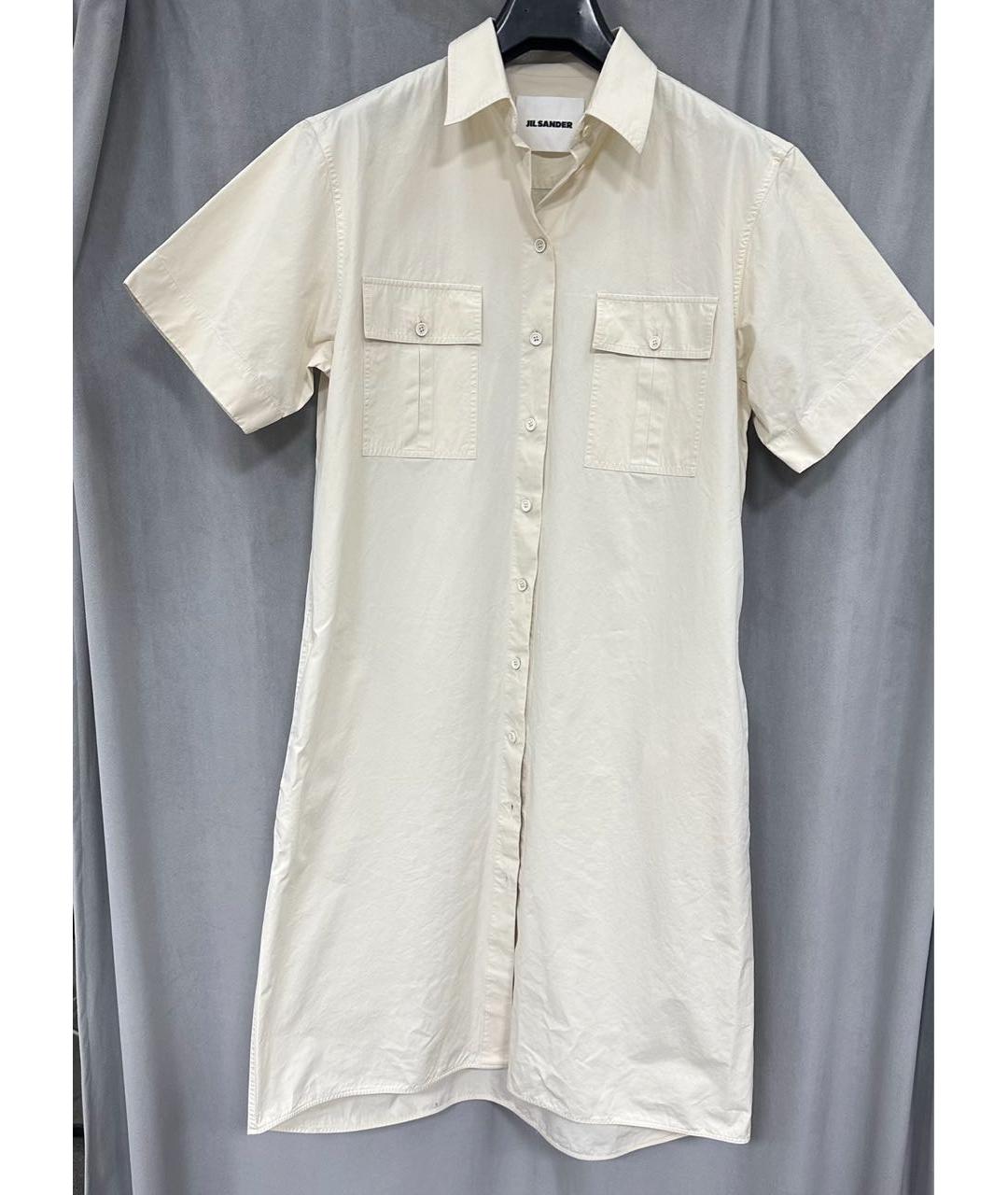 JIL SANDER Бежевое хлопковое повседневное платье, фото 5