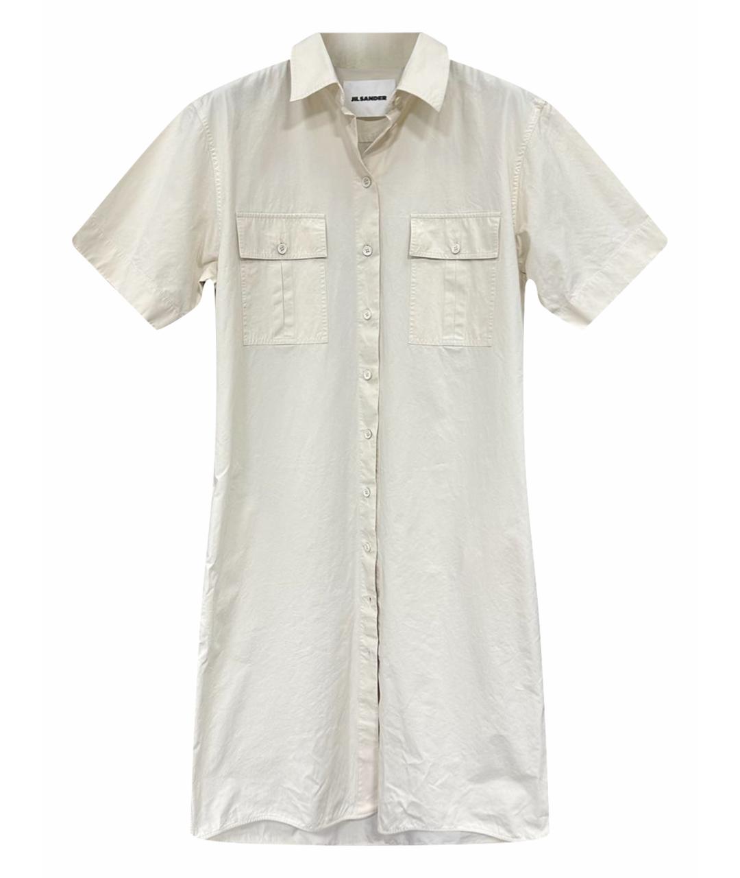 JIL SANDER Бежевое хлопковое повседневное платье, фото 1