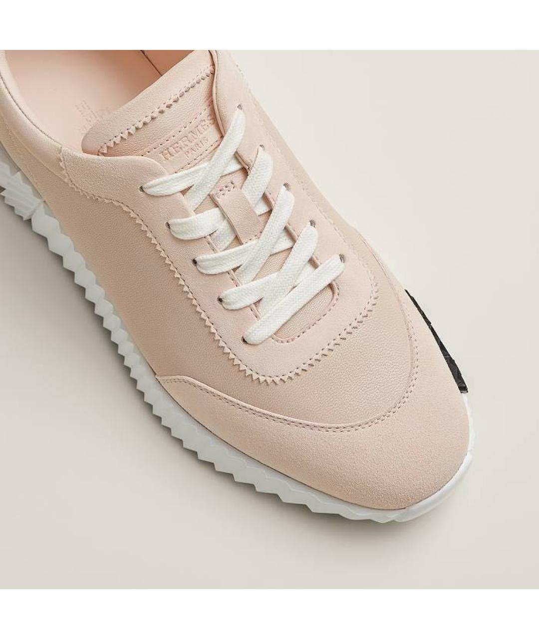 HERMES Розовые кожаные кроссовки, фото 6