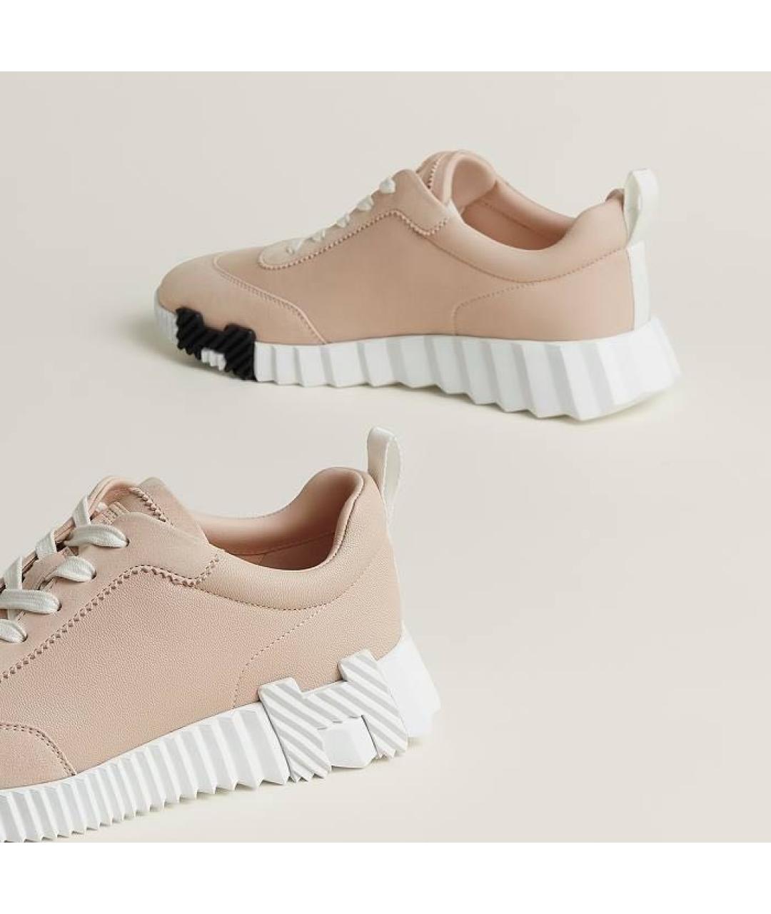 HERMES Розовые кожаные кроссовки, фото 5