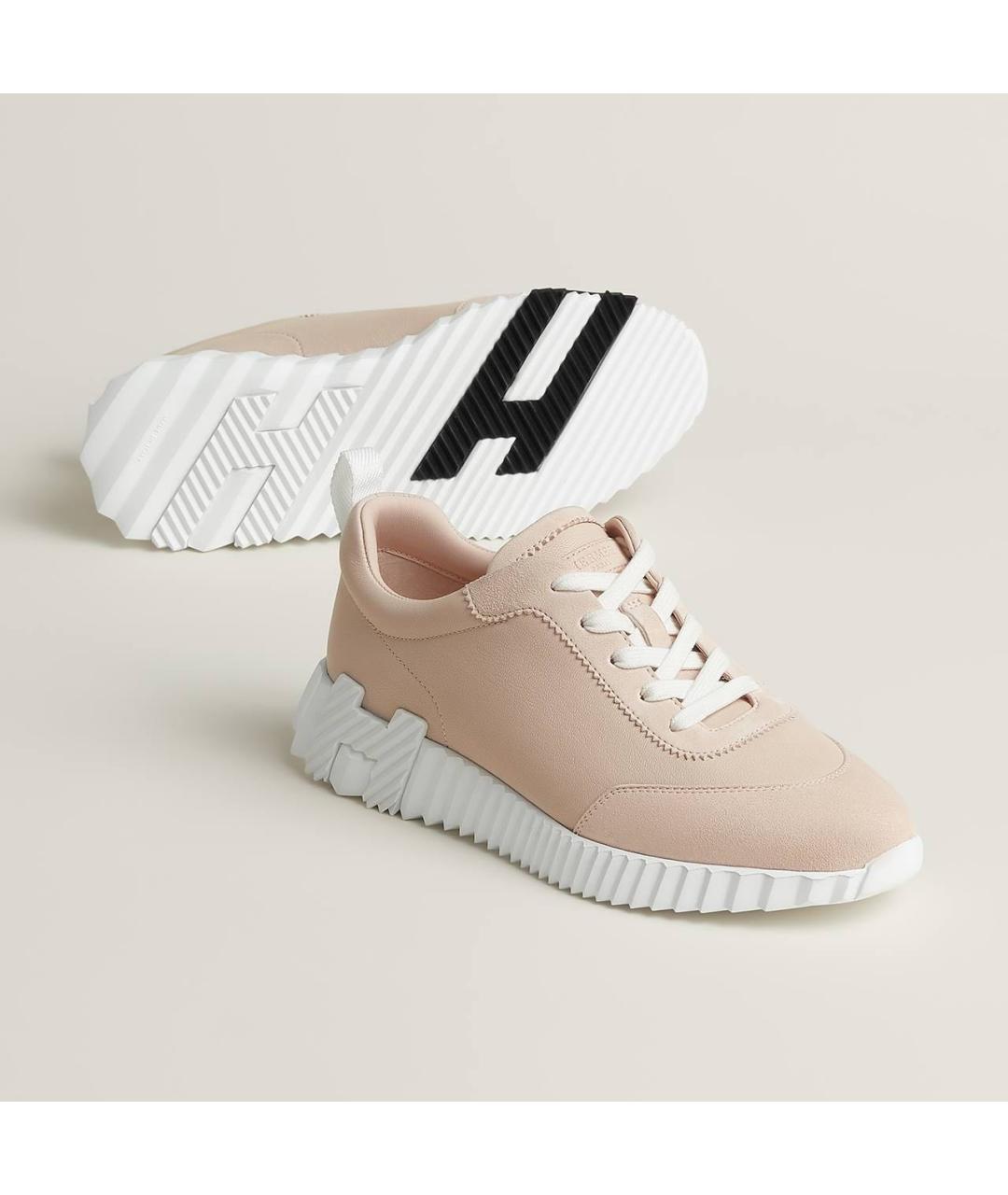 HERMES Розовые кожаные кроссовки, фото 2