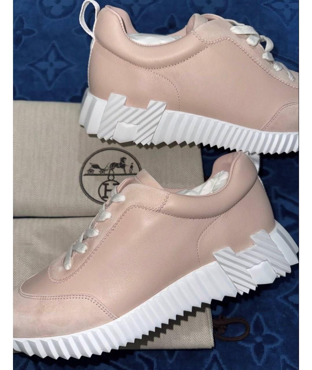 HERMES Розовые кожаные кроссовки, фото 7