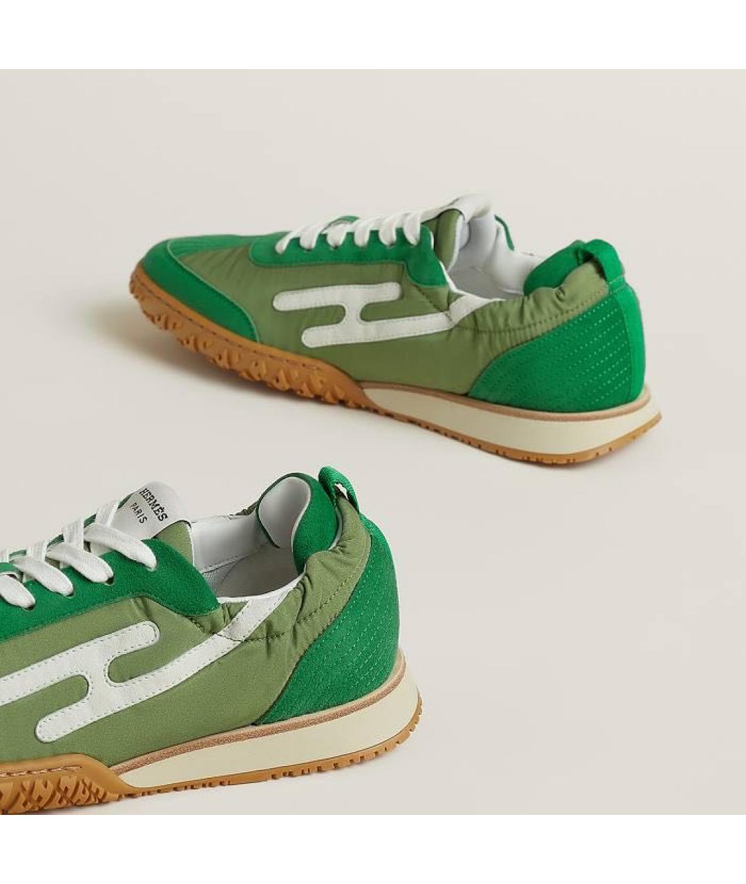 HERMES Зеленые замшевые кроссовки, фото 5