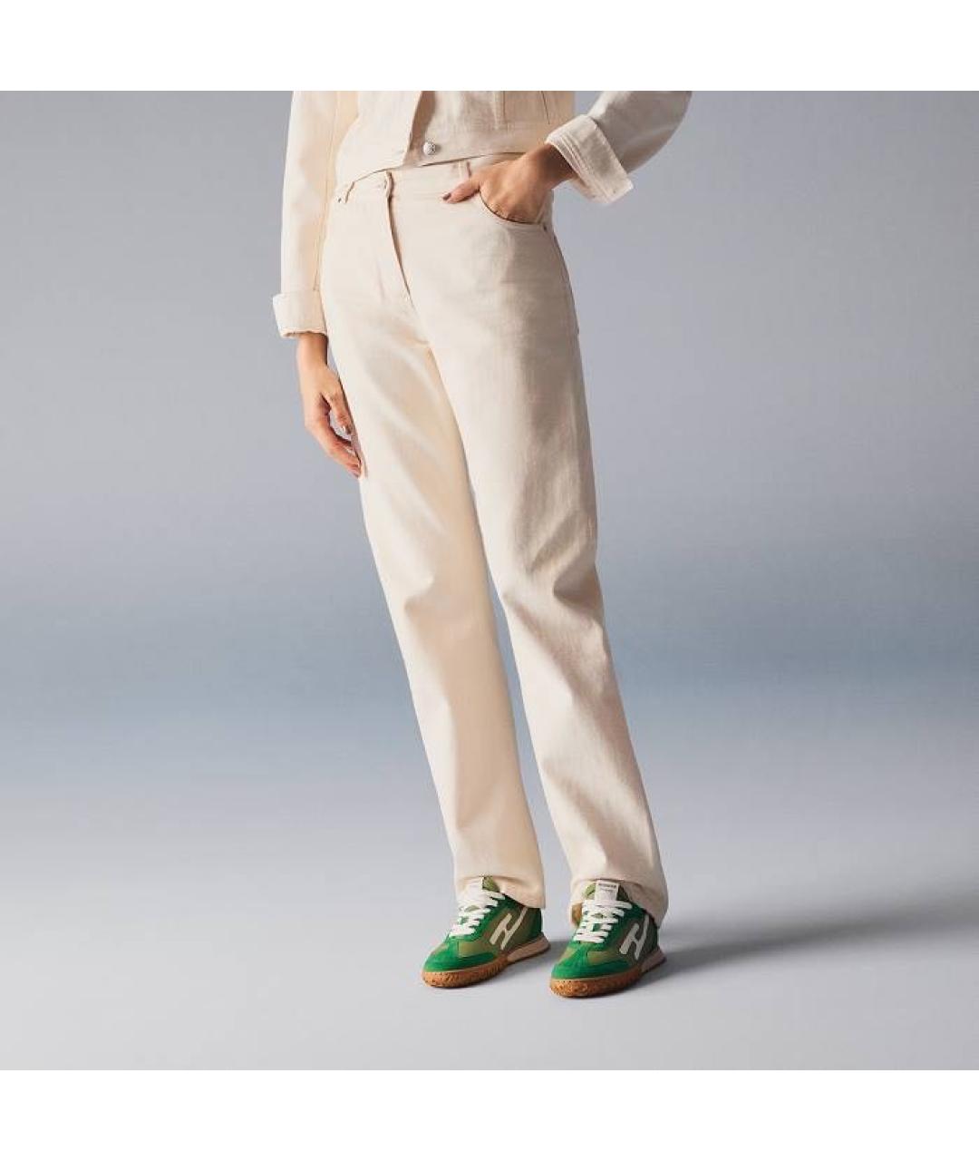 HERMES Зеленые замшевые кроссовки, фото 3