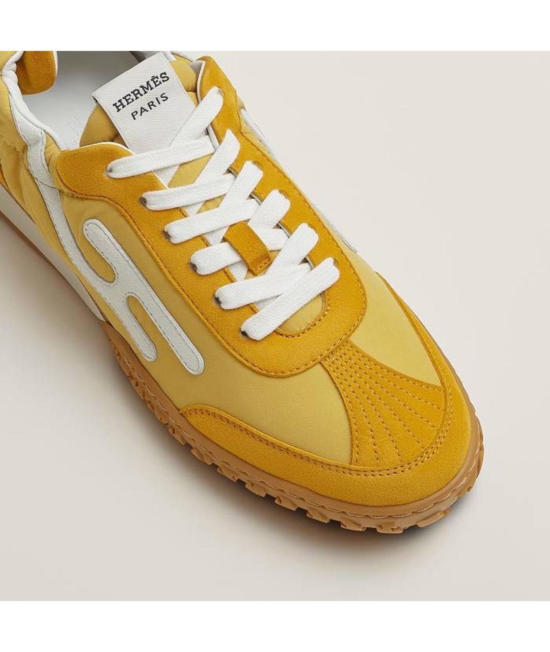 HERMES Желтые замшевые кроссовки, фото 2