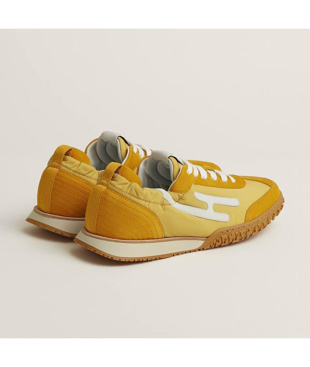 HERMES Желтые замшевые кроссовки, фото 3