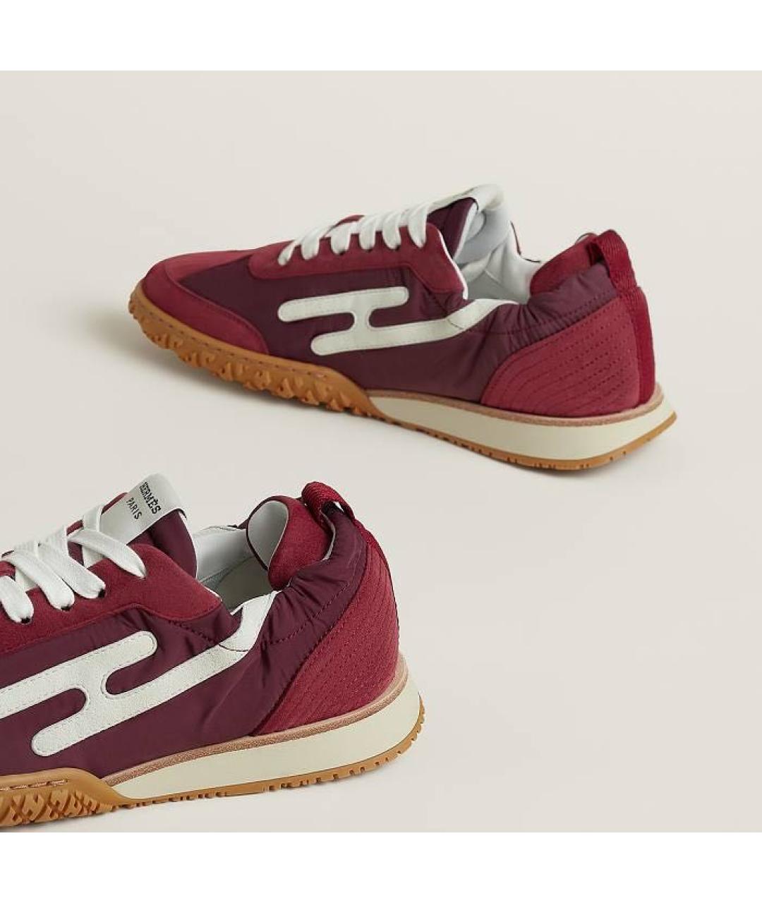 HERMES Бордовые замшевые кроссовки, фото 5