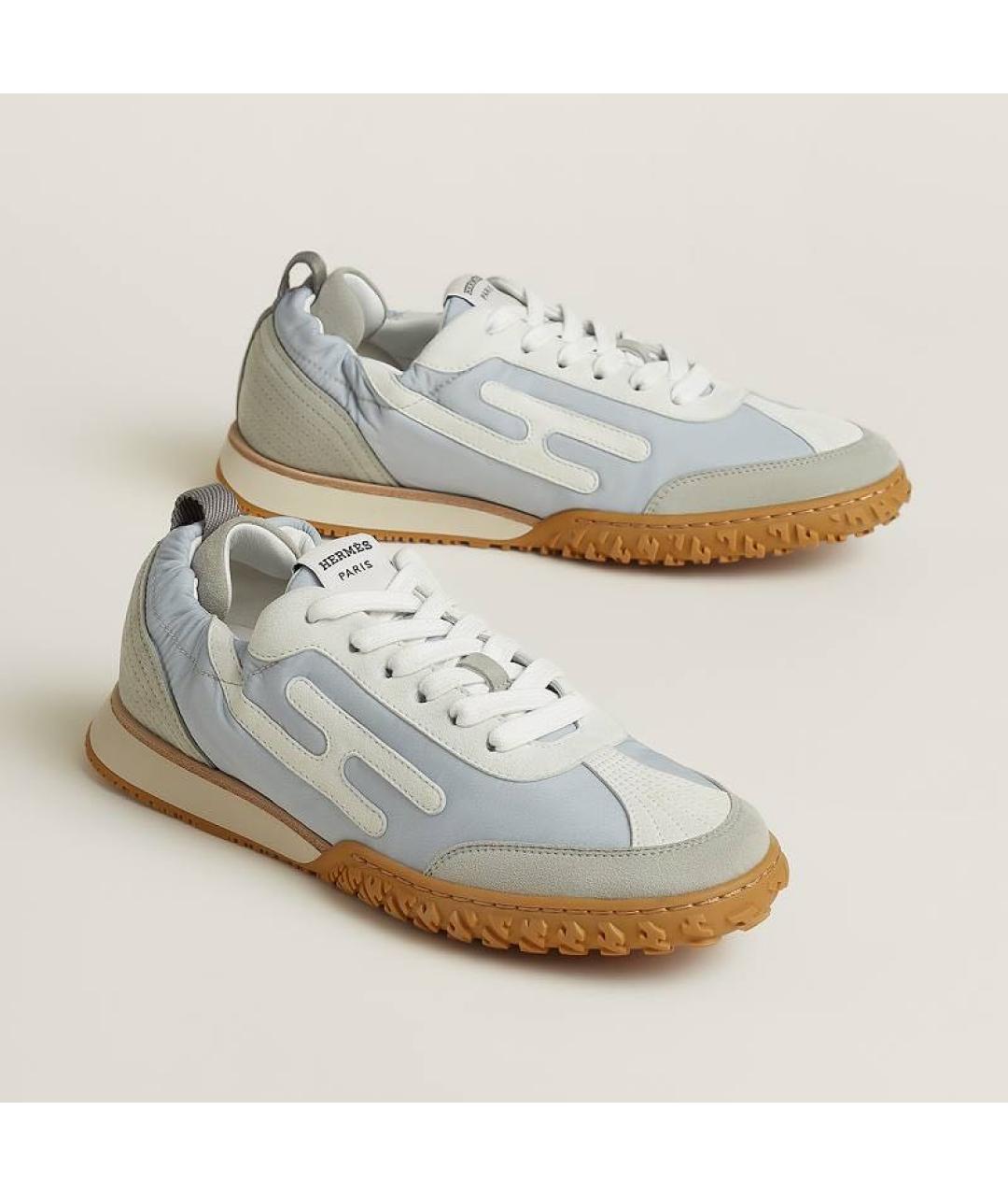 HERMES Голубые замшевые кроссовки, фото 2