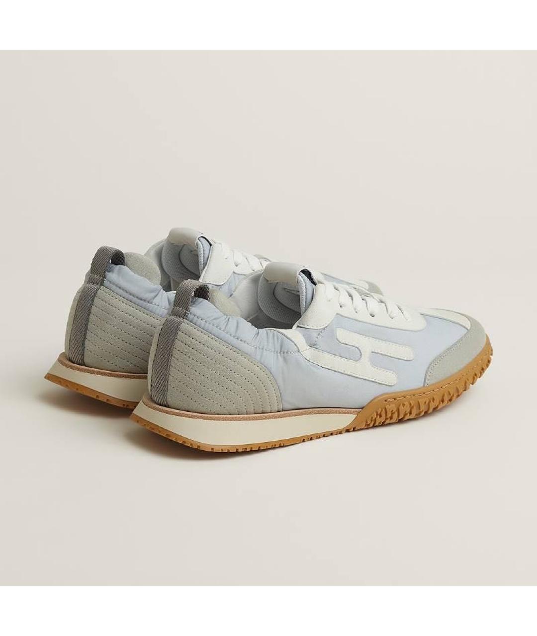 HERMES Голубые замшевые кроссовки, фото 4