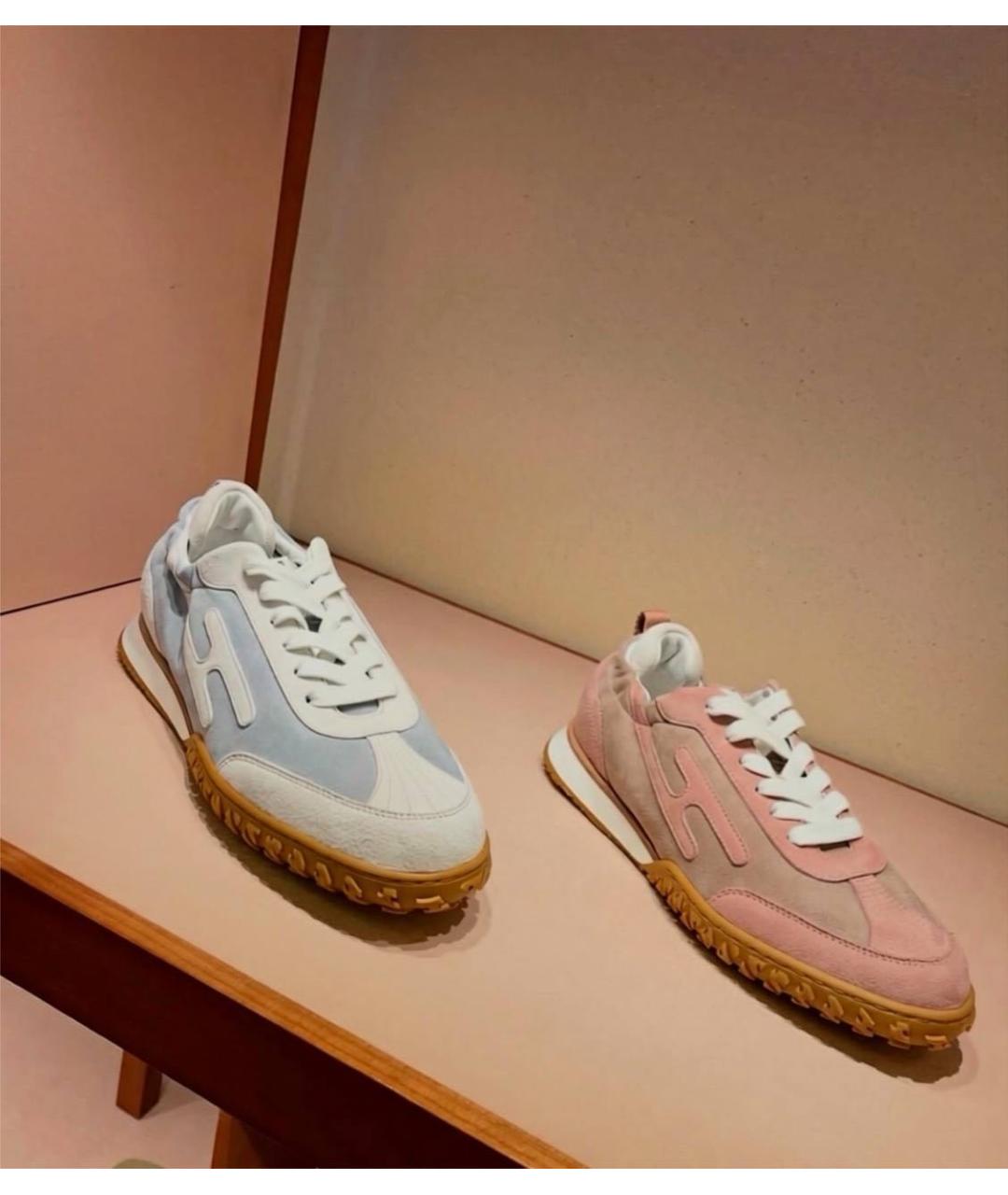 HERMES Голубые замшевые кроссовки, фото 7