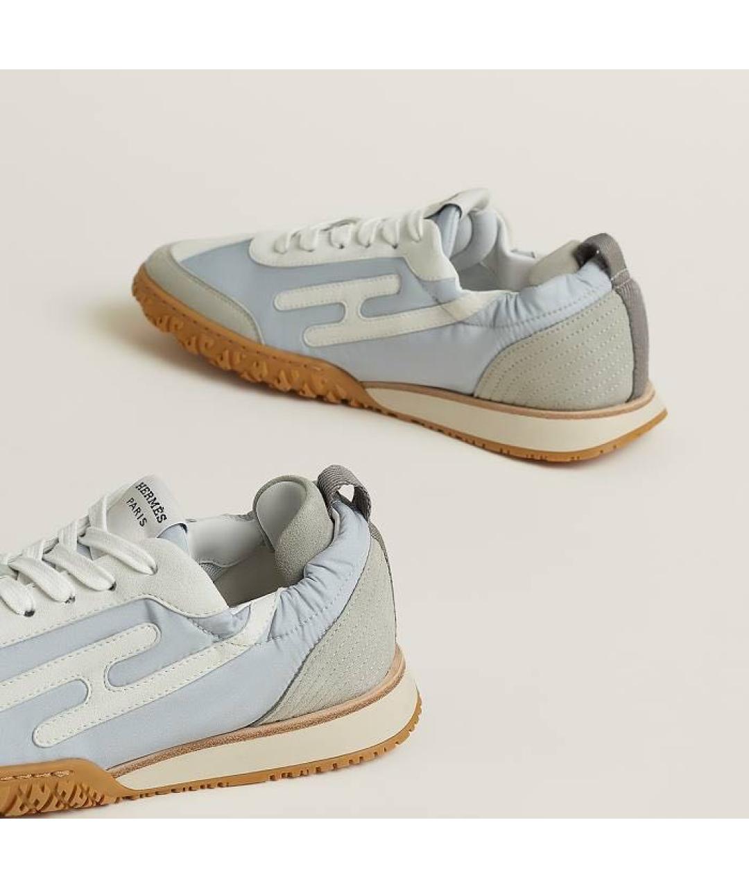 HERMES Голубые замшевые кроссовки, фото 6