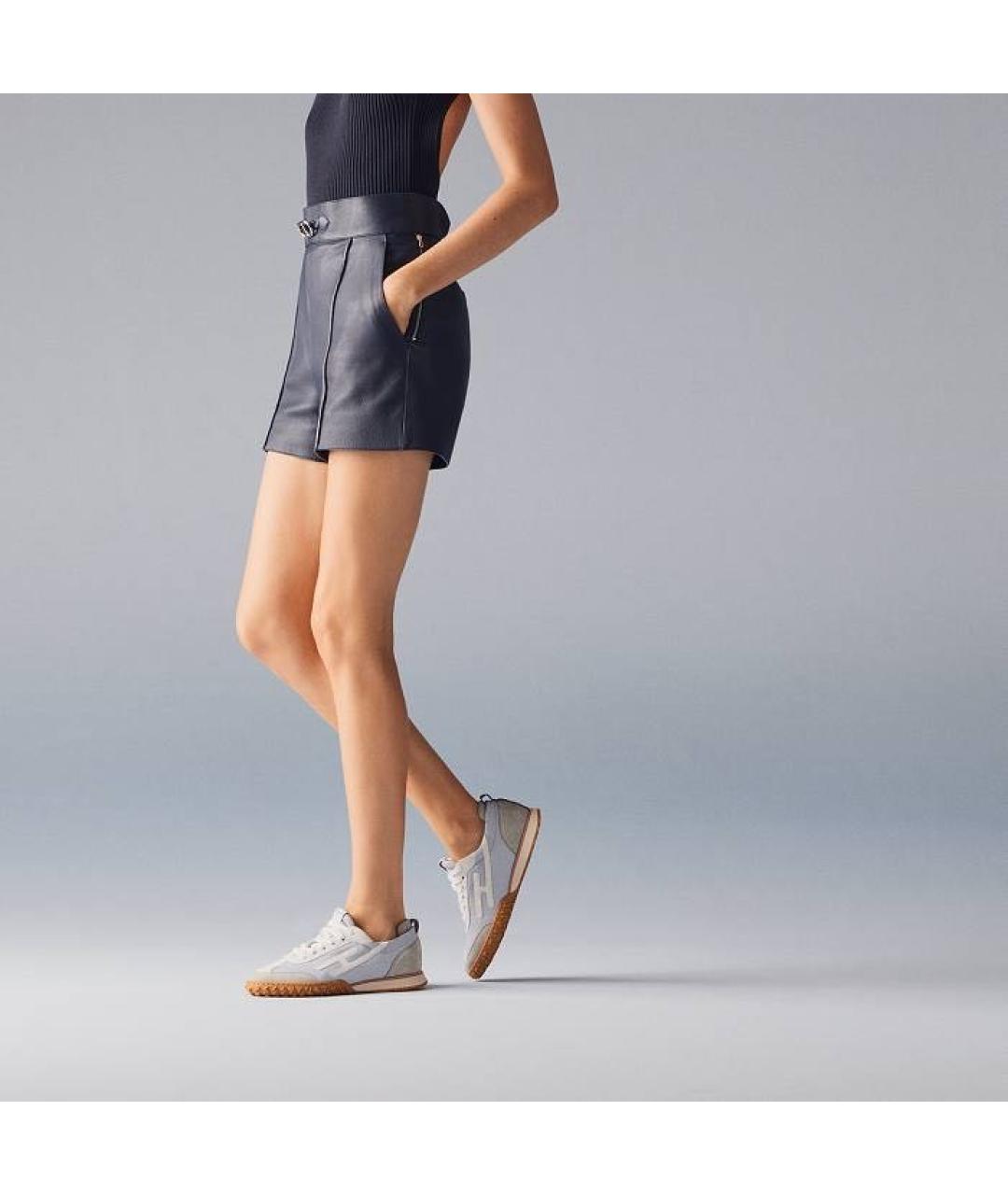 HERMES Голубые замшевые кроссовки, фото 3