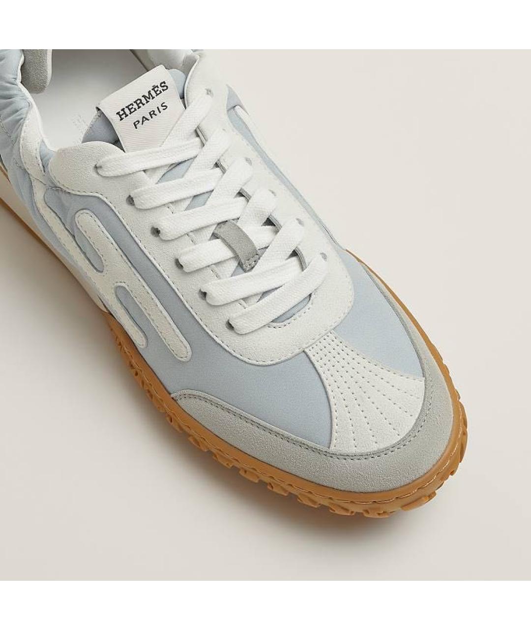 HERMES Голубые замшевые кроссовки, фото 5