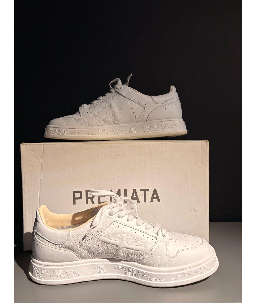 PREMIATA Белые кожаные низкие кроссовки / кеды, фото 7