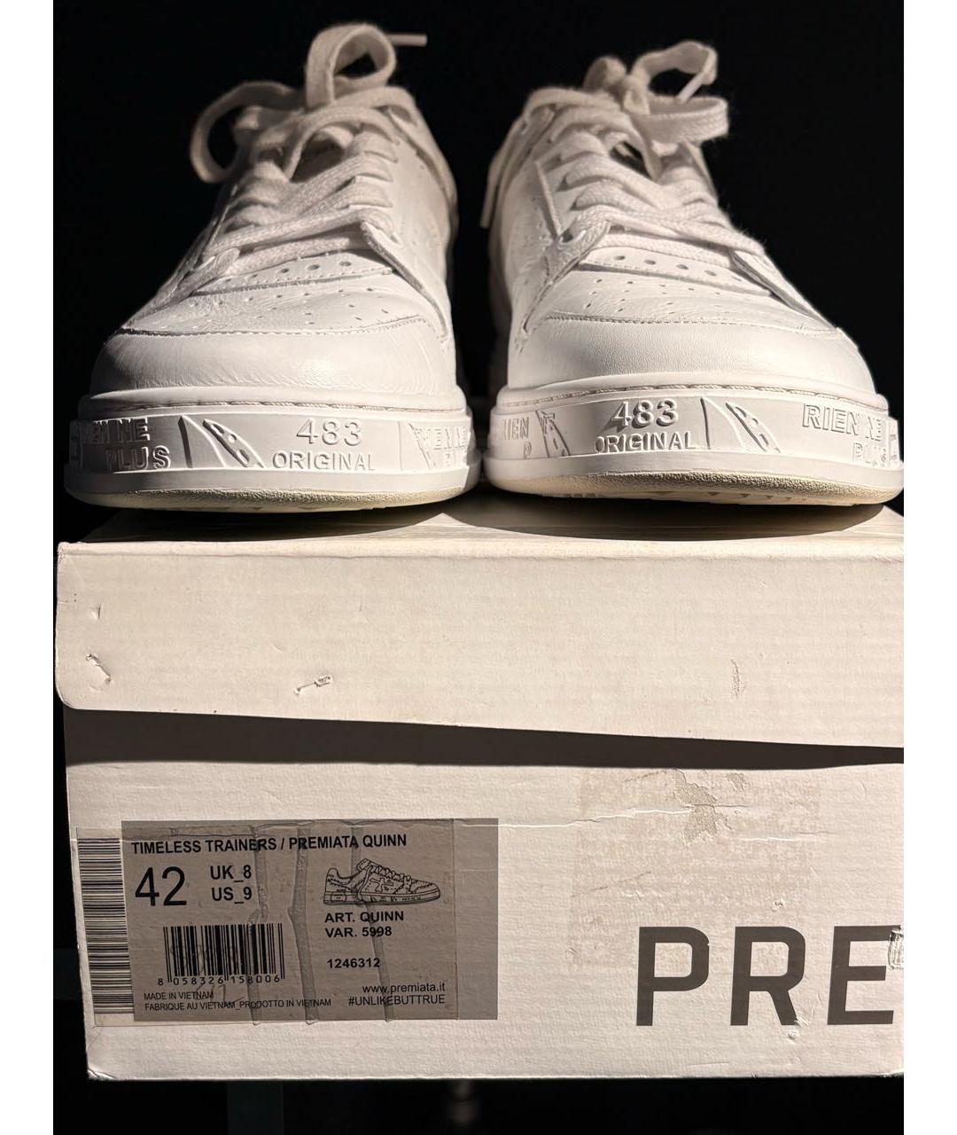 PREMIATA Белые кожаные низкие кроссовки / кеды, фото 5