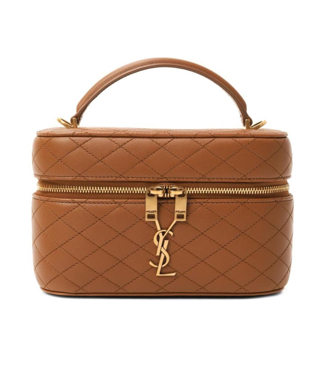 SAINT LAURENT Коричневая кожаная сумка через плечо, фото 5