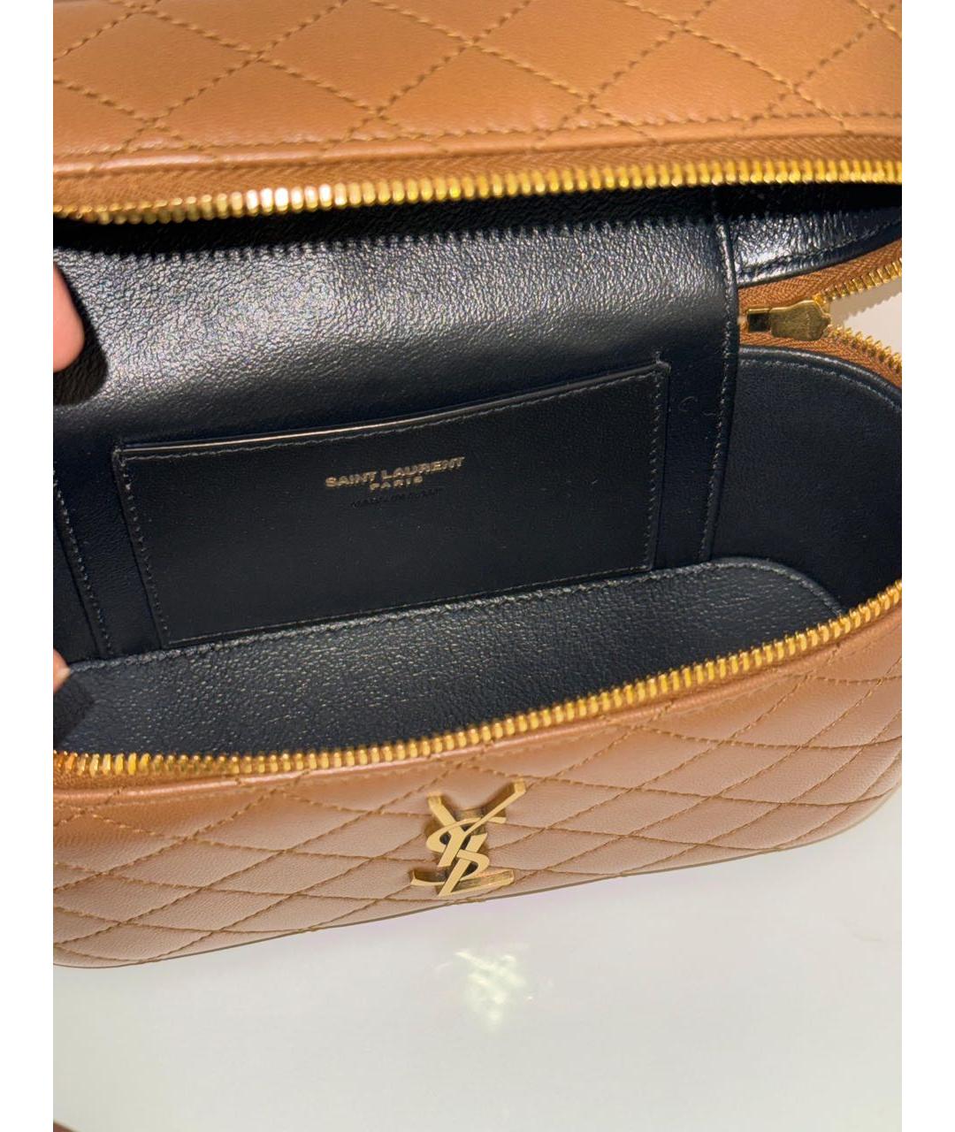 SAINT LAURENT Коричневая кожаная сумка через плечо, фото 3