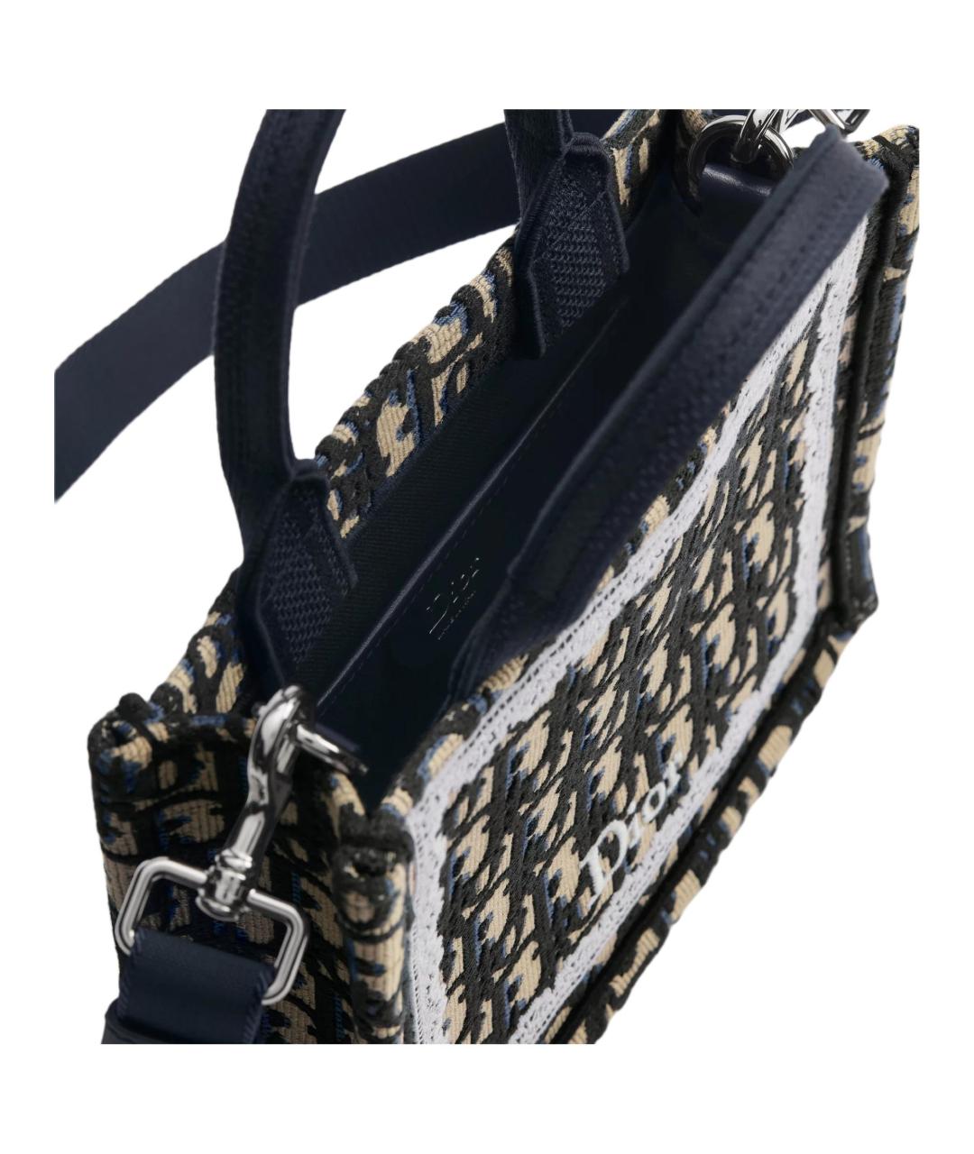 CHRISTIAN DIOR Синяя хлопковая сумка тоут, фото 4