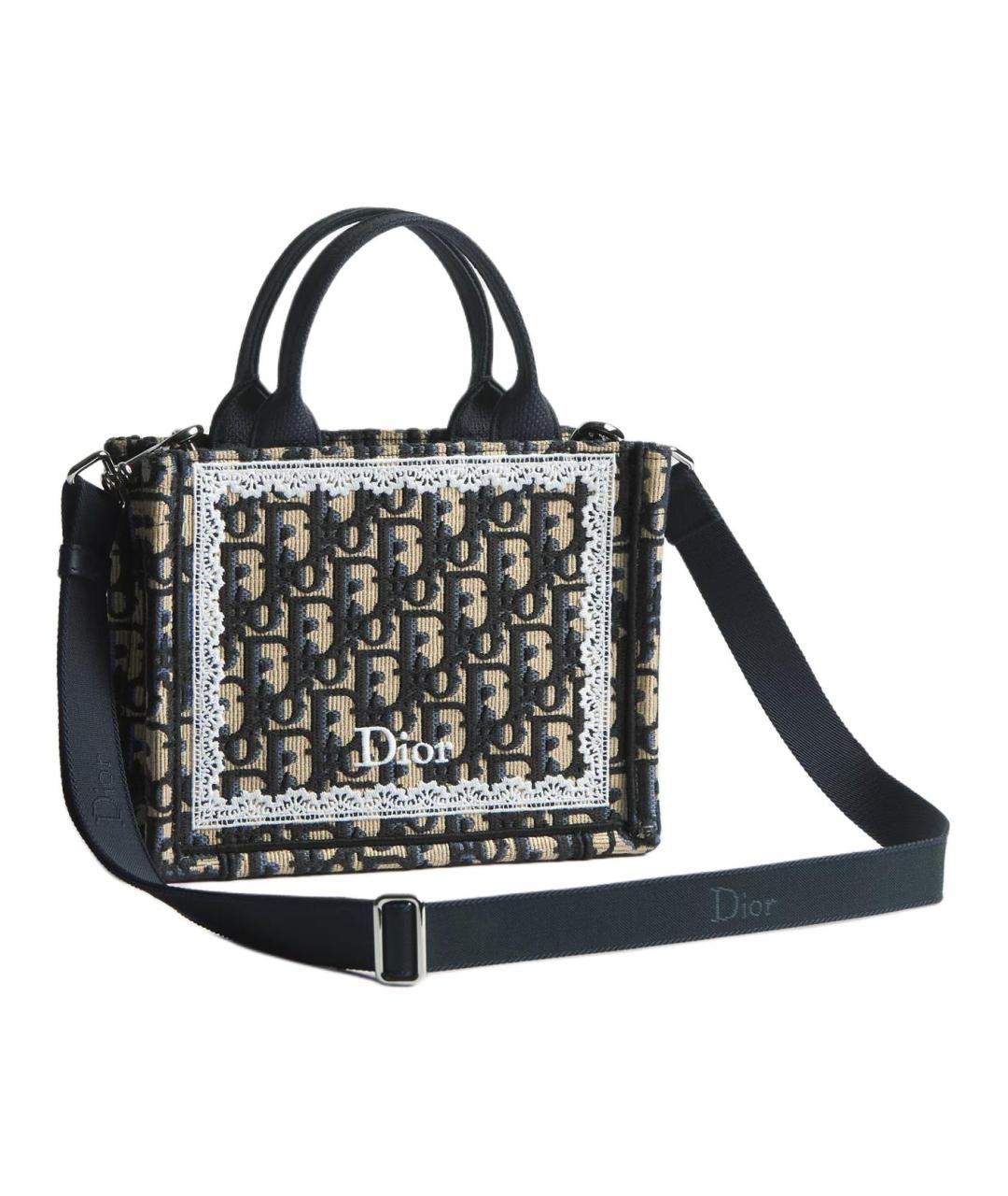CHRISTIAN DIOR Синяя хлопковая сумка тоут, фото 3