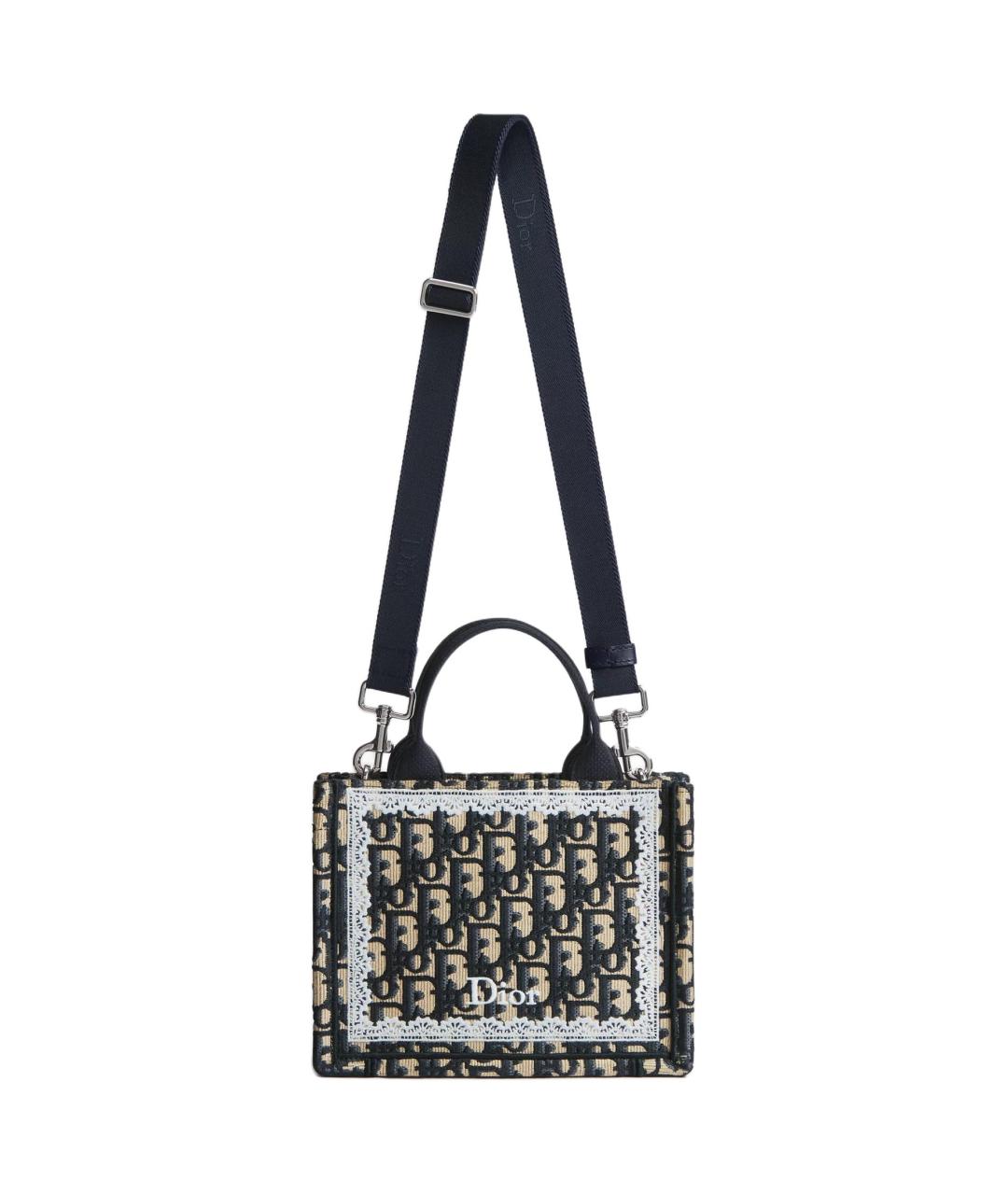 CHRISTIAN DIOR Синяя хлопковая сумка тоут, фото 2