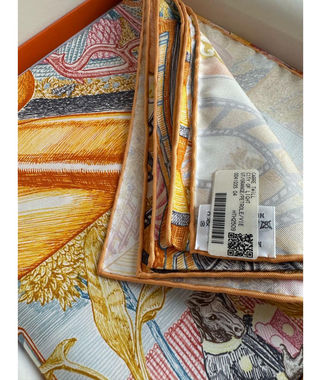 HERMES Мульти шелковый платок, фото 5