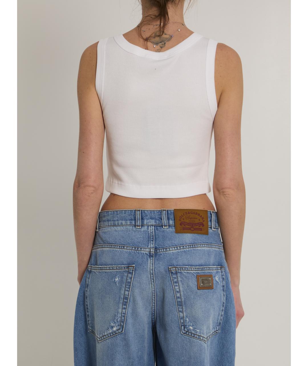DOLCE&GABBANA Белая хлопковая майка, фото 4