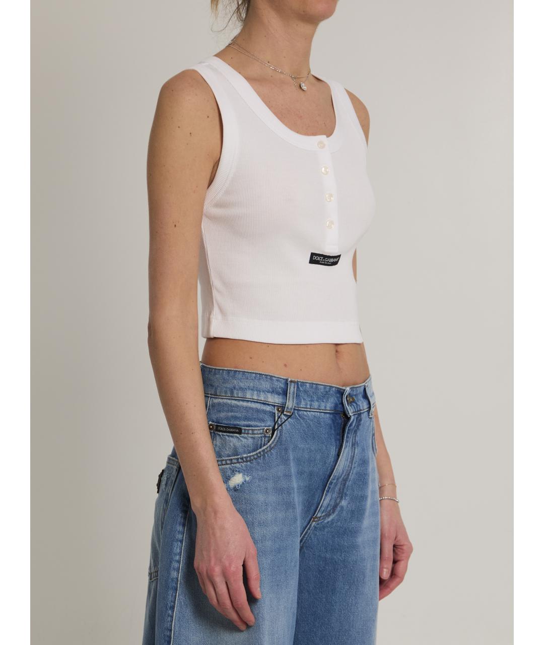 DOLCE&GABBANA Белая хлопковая майка, фото 2