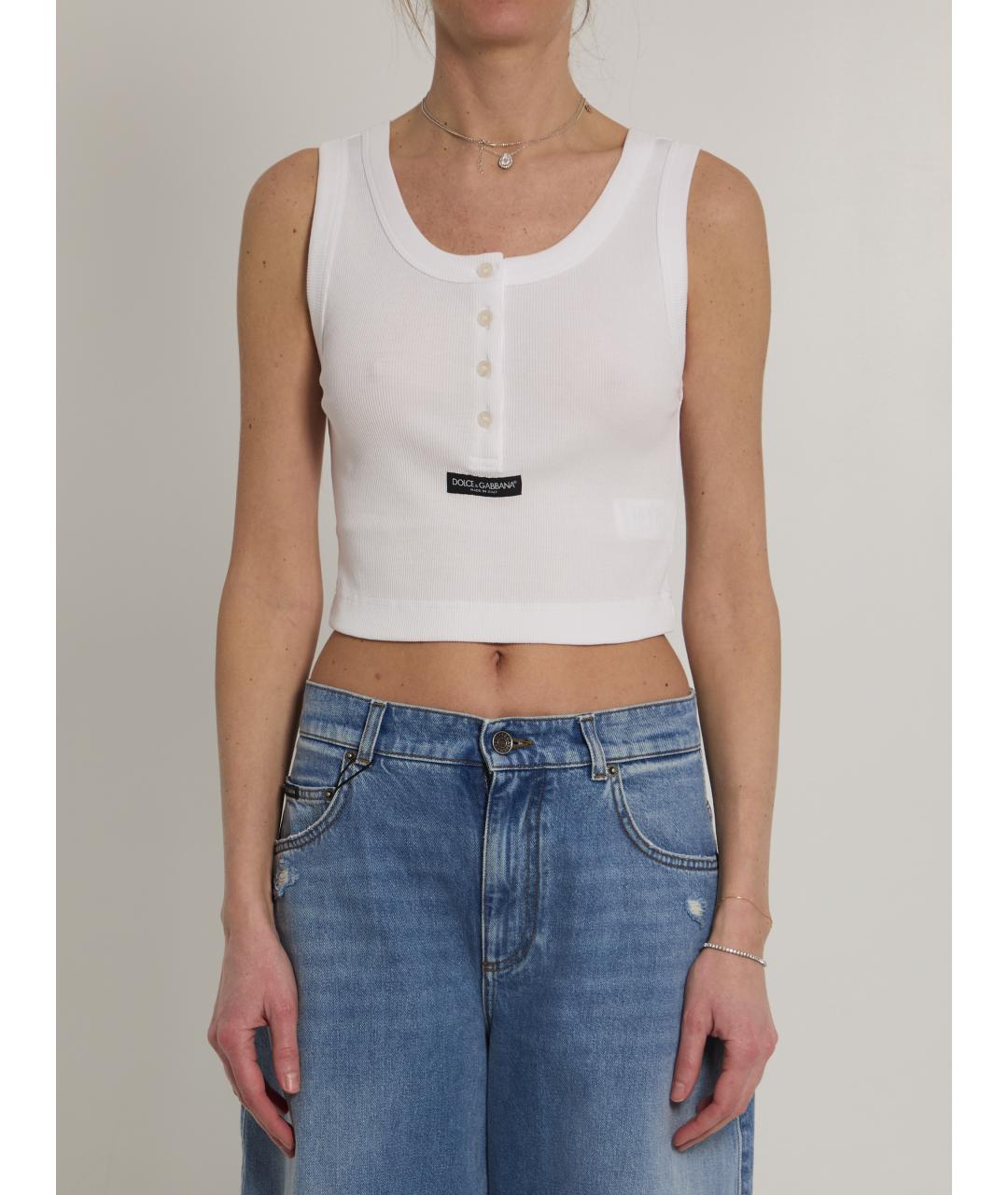 DOLCE&GABBANA Белая хлопковая майка, фото 5