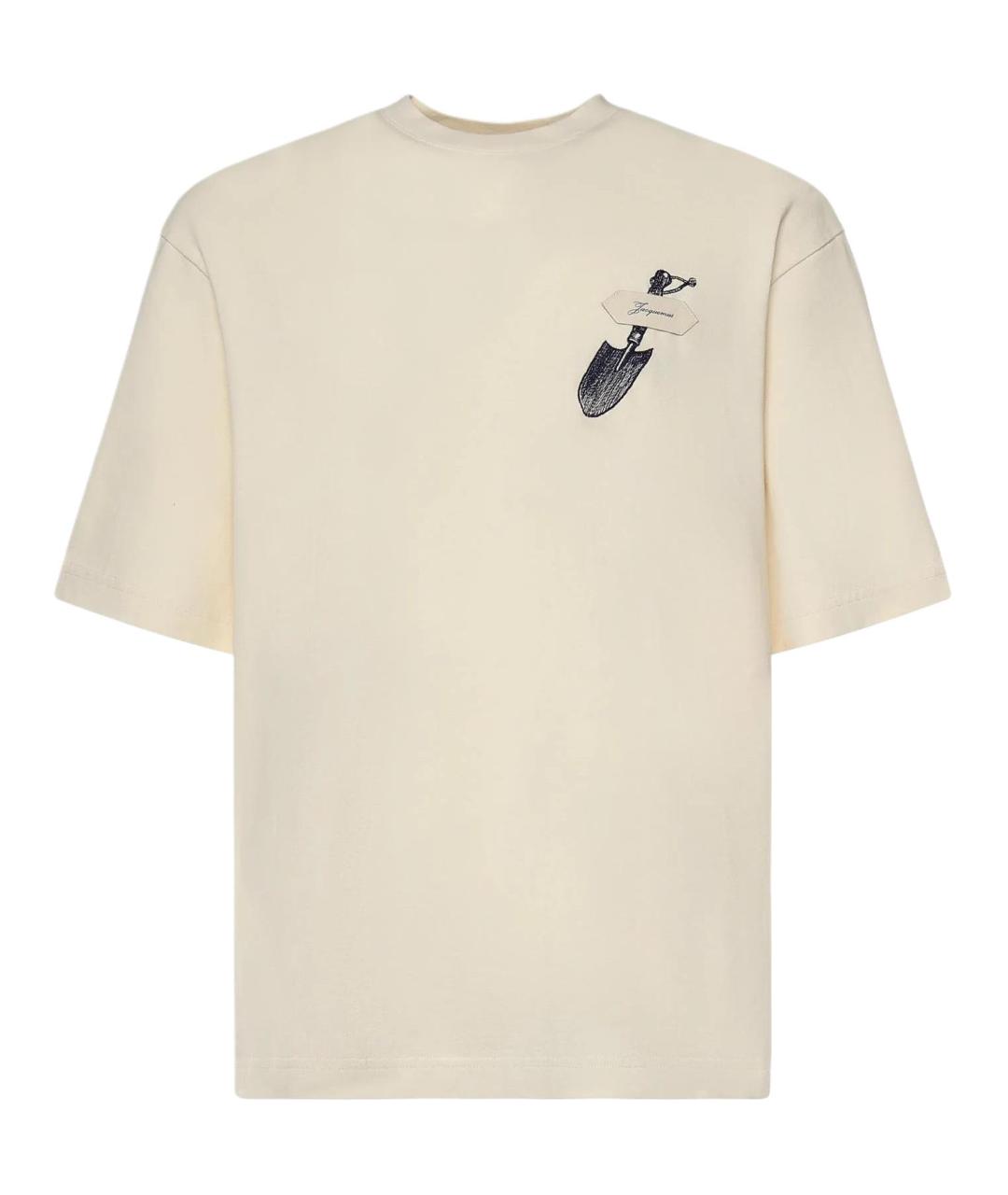 JACQUEMUS Бежевая хлопковая футболка, фото 1