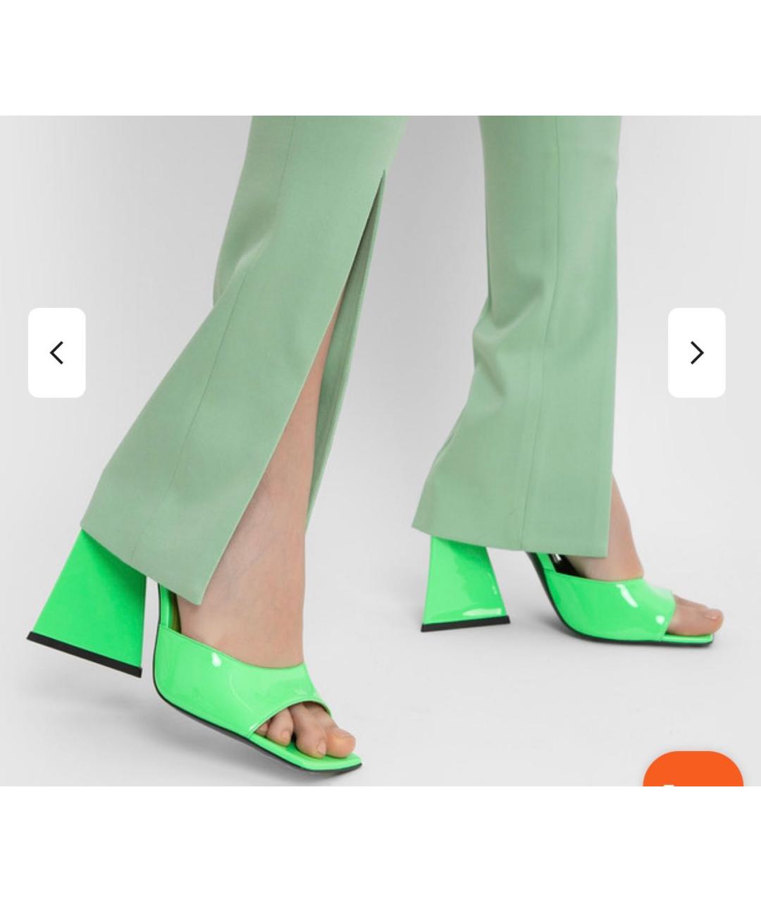 THE ATTICO Салатовые мюли из лакированной кожи, фото 7