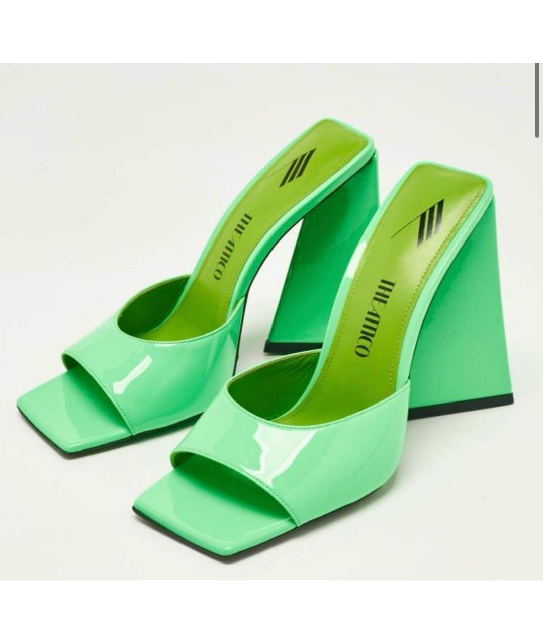 THE ATTICO Салатовые мюли из лакированной кожи, фото 3