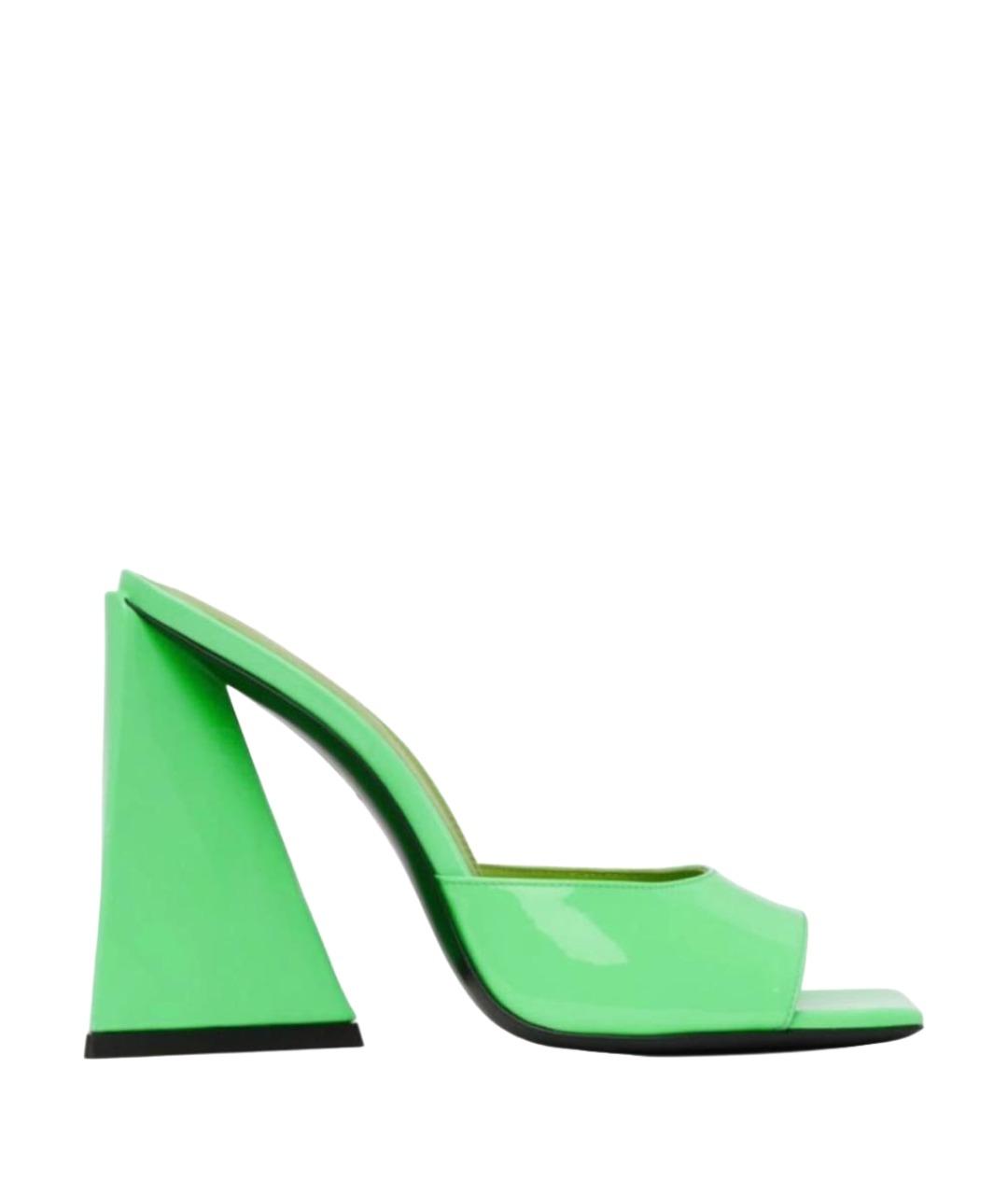 THE ATTICO Салатовые мюли из лакированной кожи, фото 1