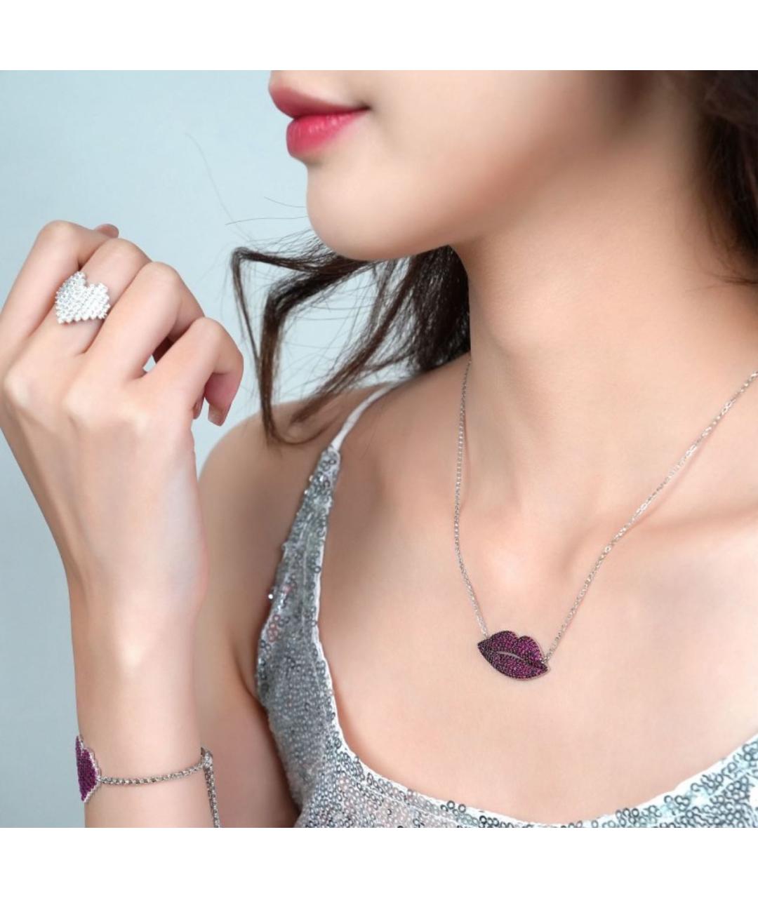 APM Monaco Бордовая серебряная подвеска, фото 2