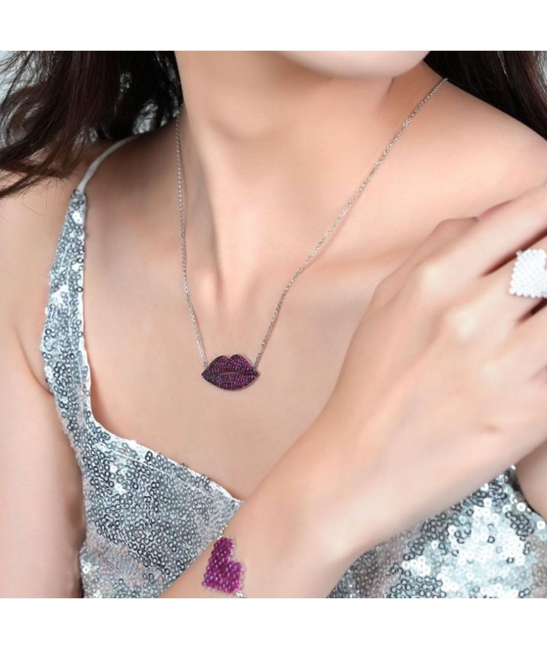 APM Monaco Бордовая серебряная подвеска, фото 4