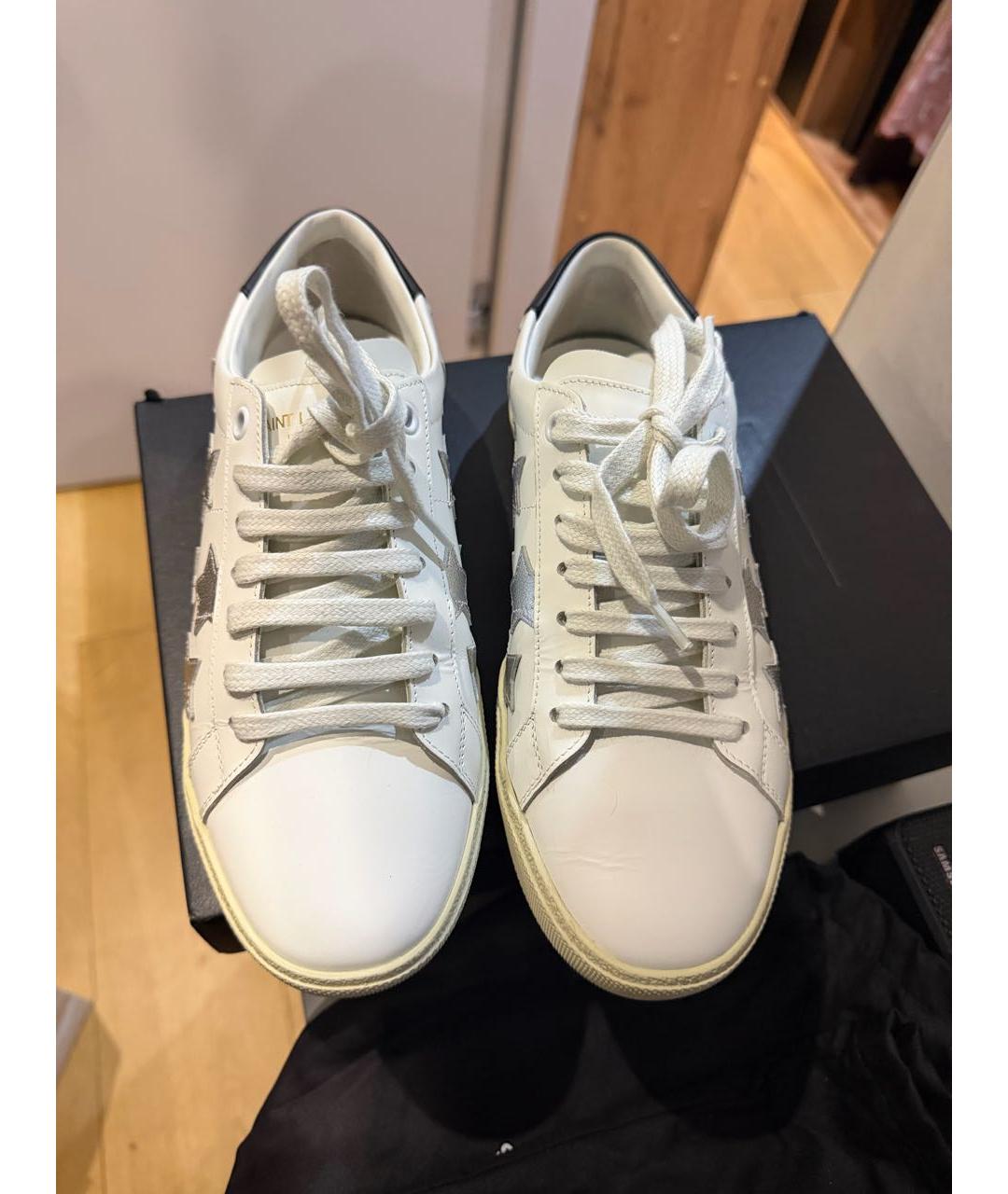 SAINT LAURENT Белые кожаные кеды, фото 2