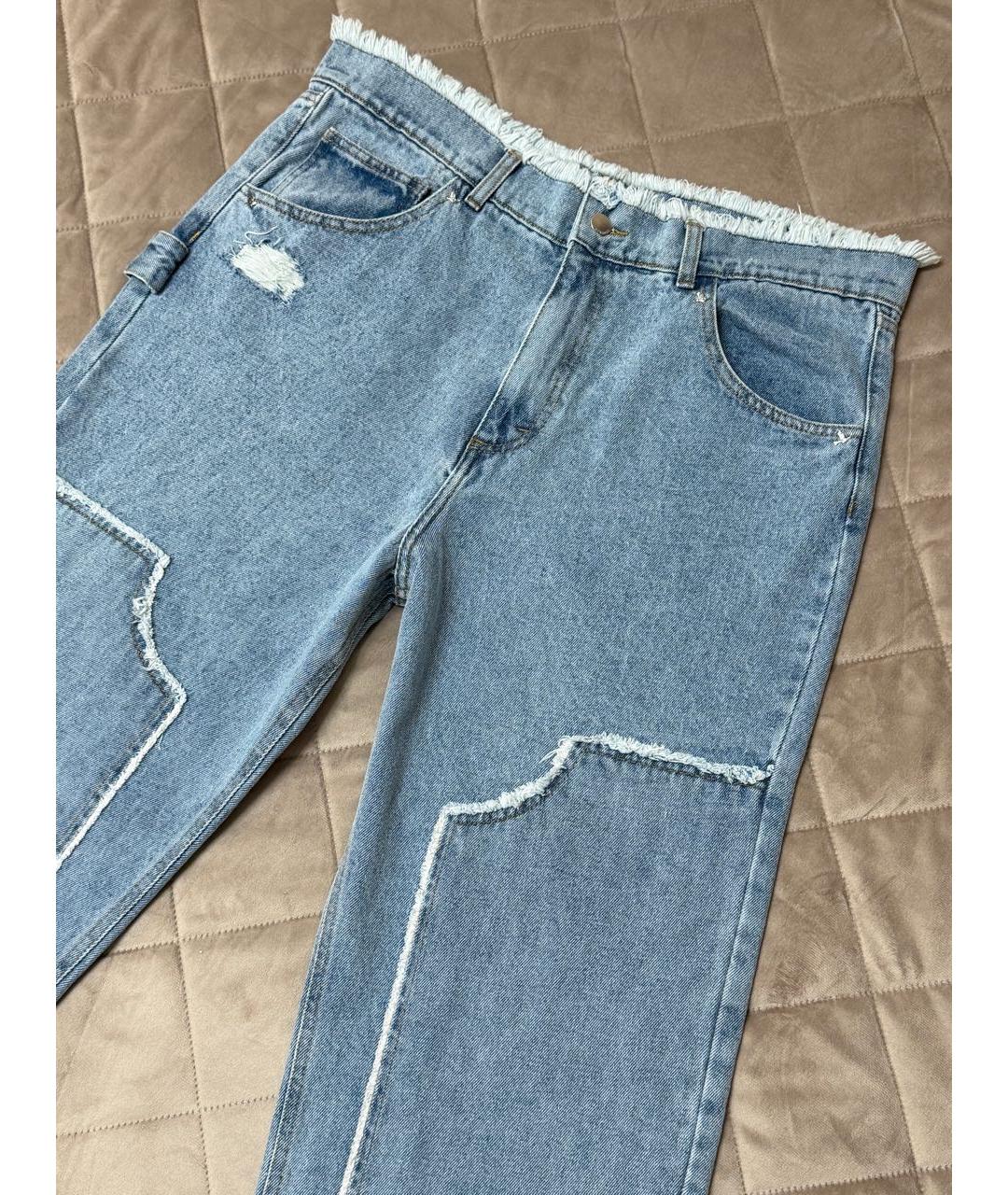 3.PARADIS Голубые хлопковые прямые джинсы, фото 5