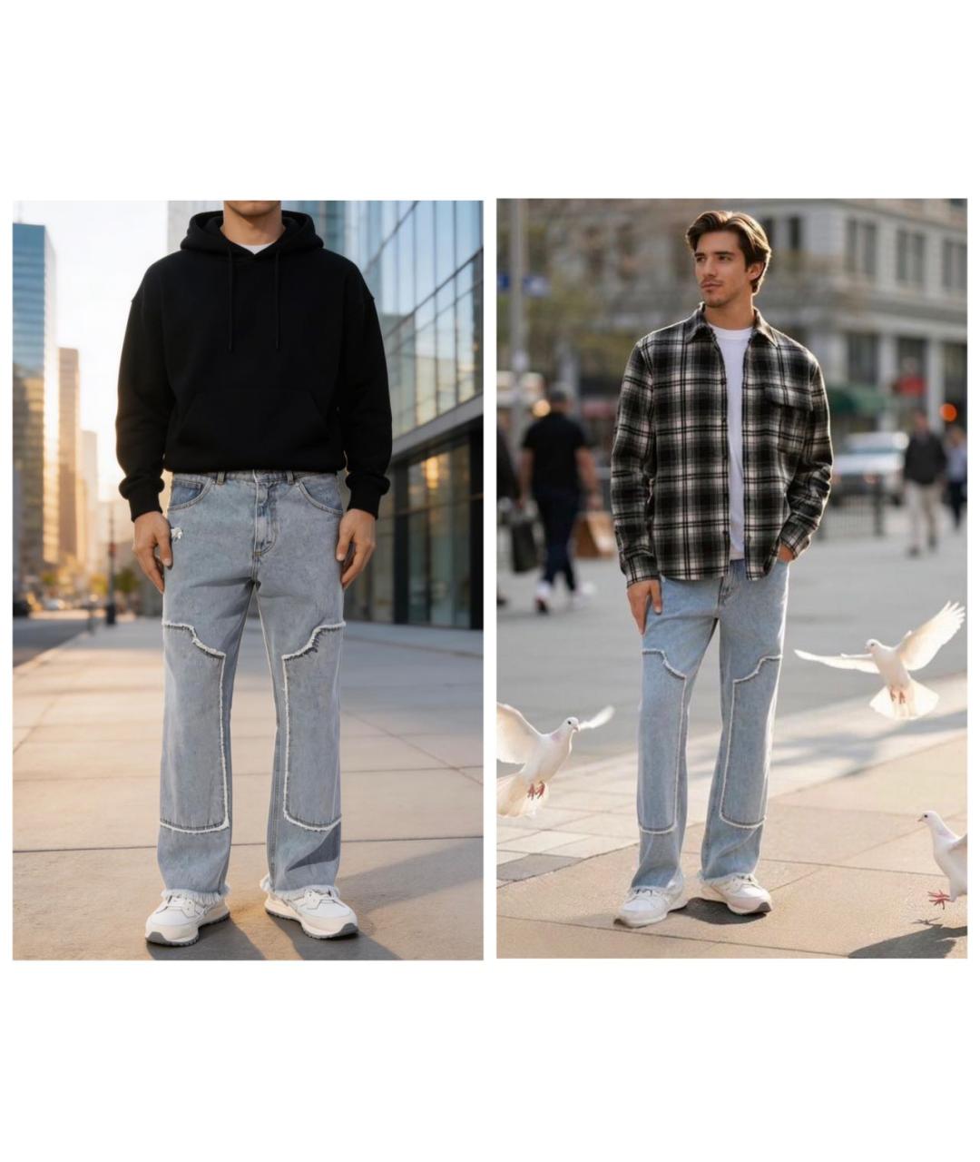 3.PARADIS Голубые хлопковые прямые джинсы, фото 3