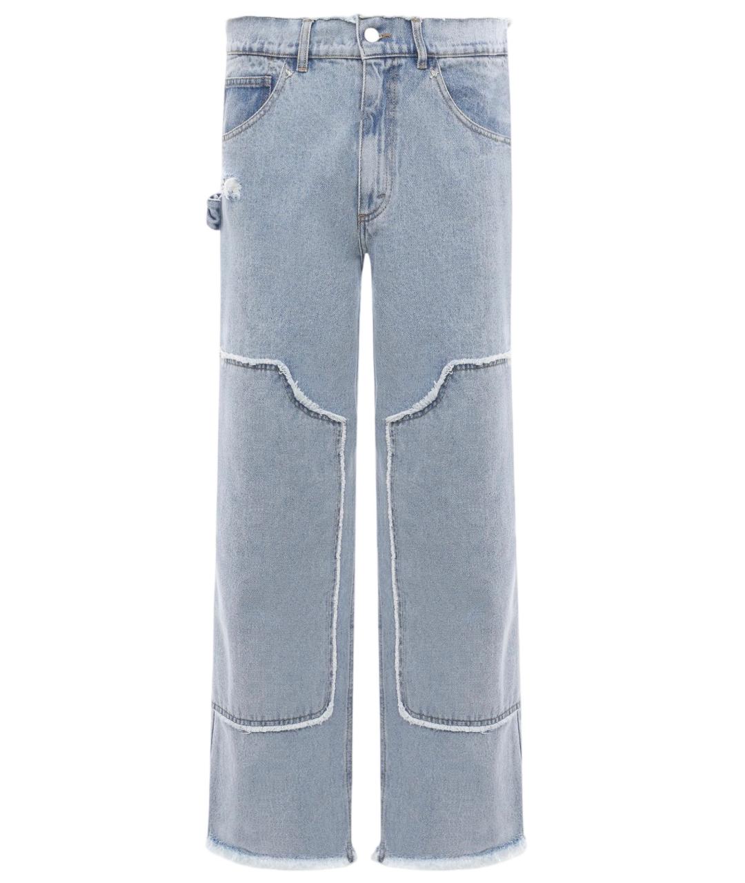 3.PARADIS Голубые хлопковые прямые джинсы, фото 9