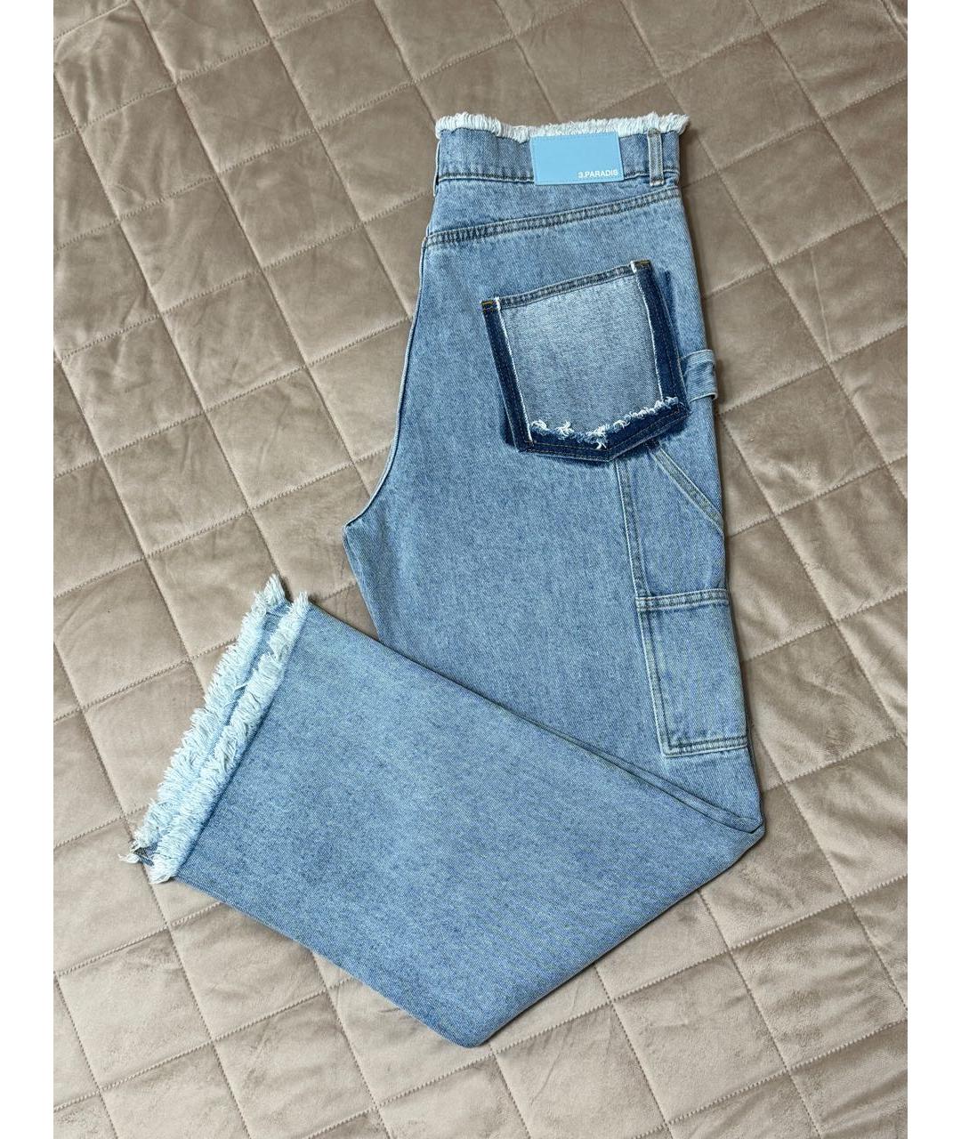 3.PARADIS Голубые хлопковые прямые джинсы, фото 6