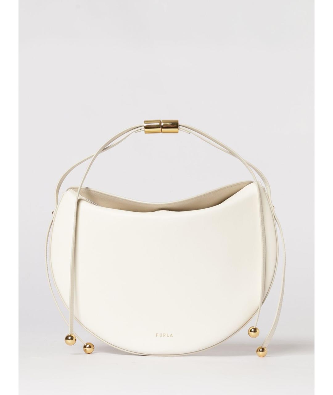 FURLA Бежевая кожаная сумка с короткими ручками, фото 4