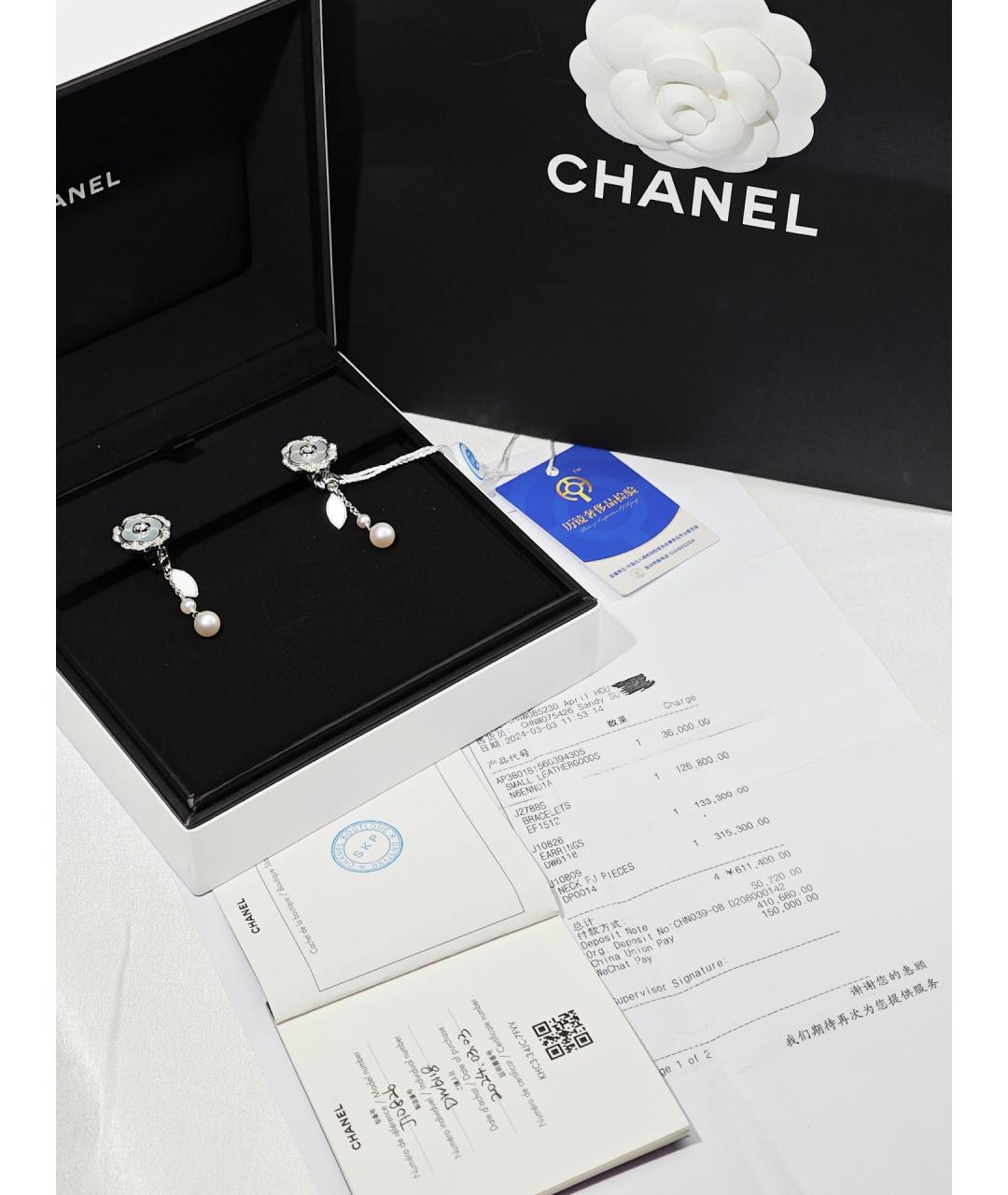 CHANEL Серебряные серьги из белого золота, фото 2