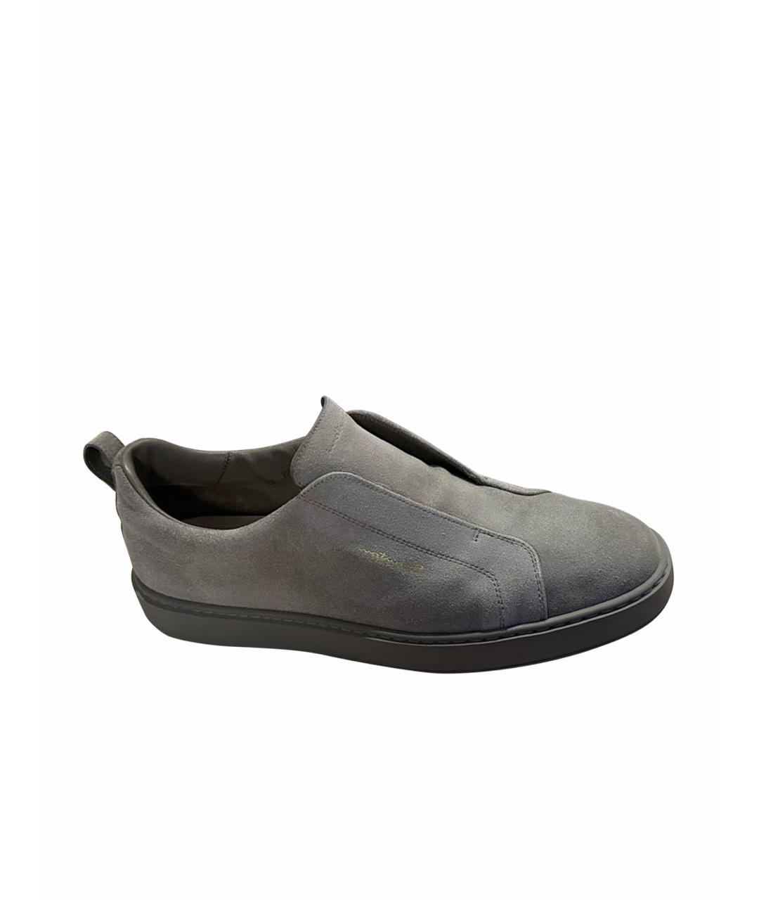 SANTONI Бежевые замшевые низкие кроссовки / кеды, фото 5